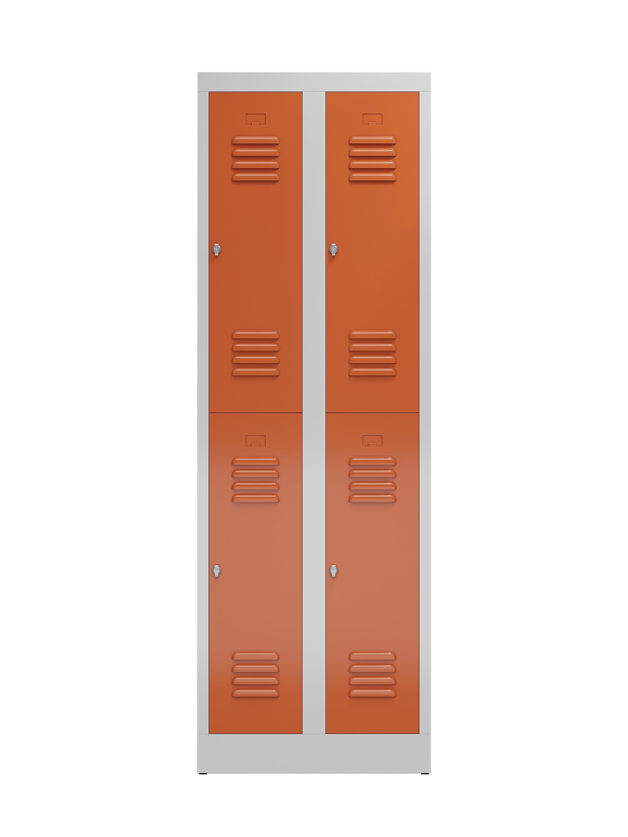 Lichtgrau 500 4 Rot - Türen: Fächer montiert 7035 mm und keine 1800 Steelboxx | Personalschrank x Kleiderspind Lichtgrau/ RAL x Spind Korpus: 600 (1-St) verschweißt erforderlich Montage Komplett