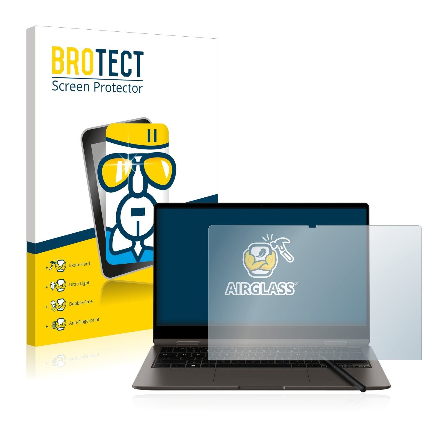 BROTECT Displayschutzglas Folie für Samsung Galaxy Book3 360 13", Schutzfolie Glas Panzer Display Schutz klar