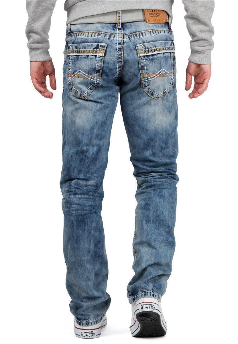 im mit Kontrastnähten dicken Hose BA-CD148 Look Casual & Baxx Regular-fit-Jeans Cipo