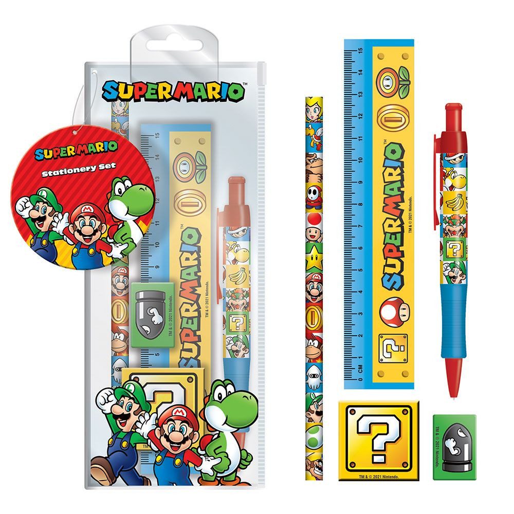 Pyramid International Kugelschreiber Super Mario Schreibset 5-teilig, (1-tlg), Schreibset 5-teilig Original lizensiert