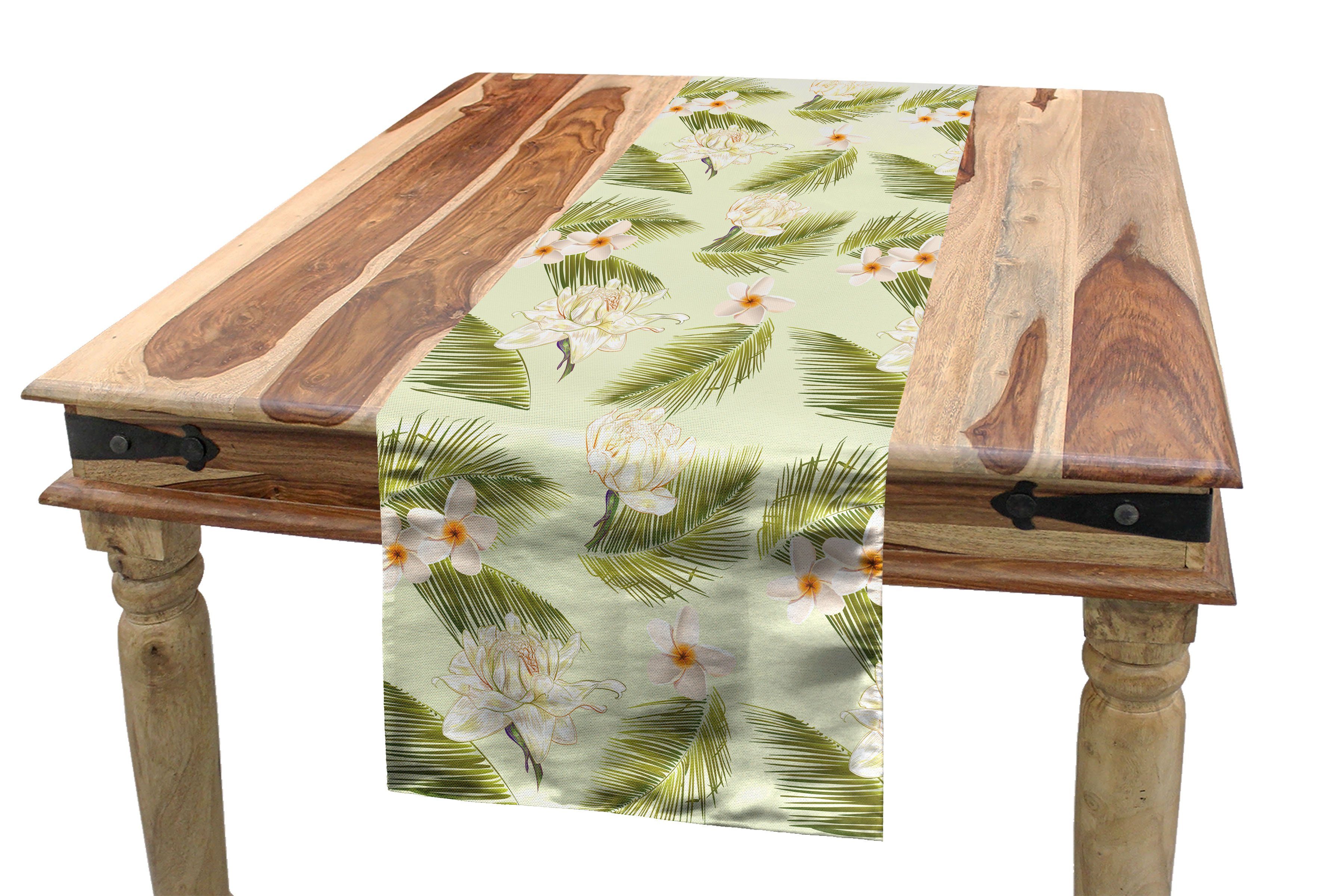 Abakuhaus Tischläufer Esszimmer Küche Rechteckiger Dekorativer Tischläufer, Blätter Frangipani Palm Leaf Grafik