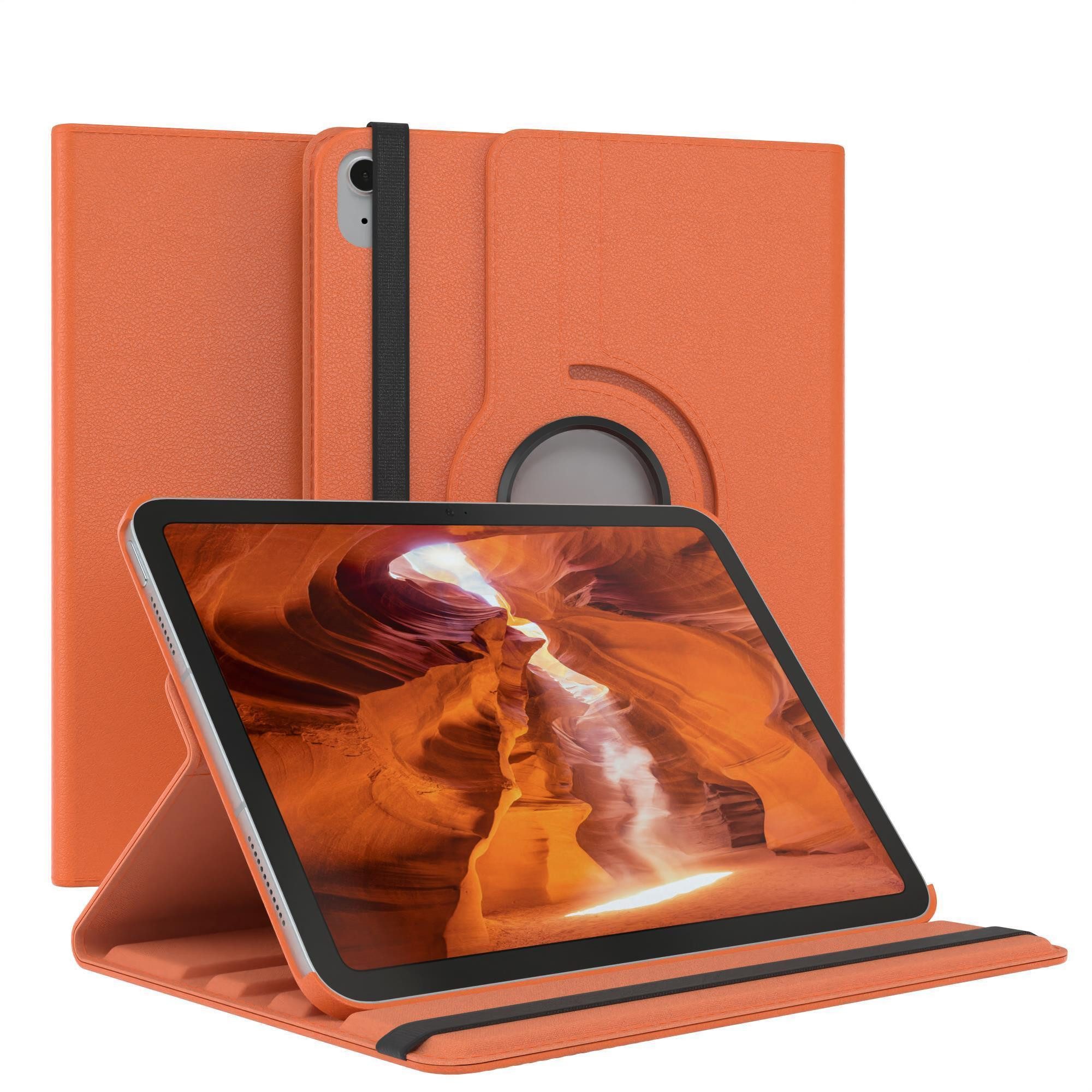 EAZY CASE Tablet-Hülle Rotation Case für Apple iPad 2025 (11. Gen) 11 Zoll, Tabletschutz robust magnetisch verstellbar Klappetui mit Deckel Orange