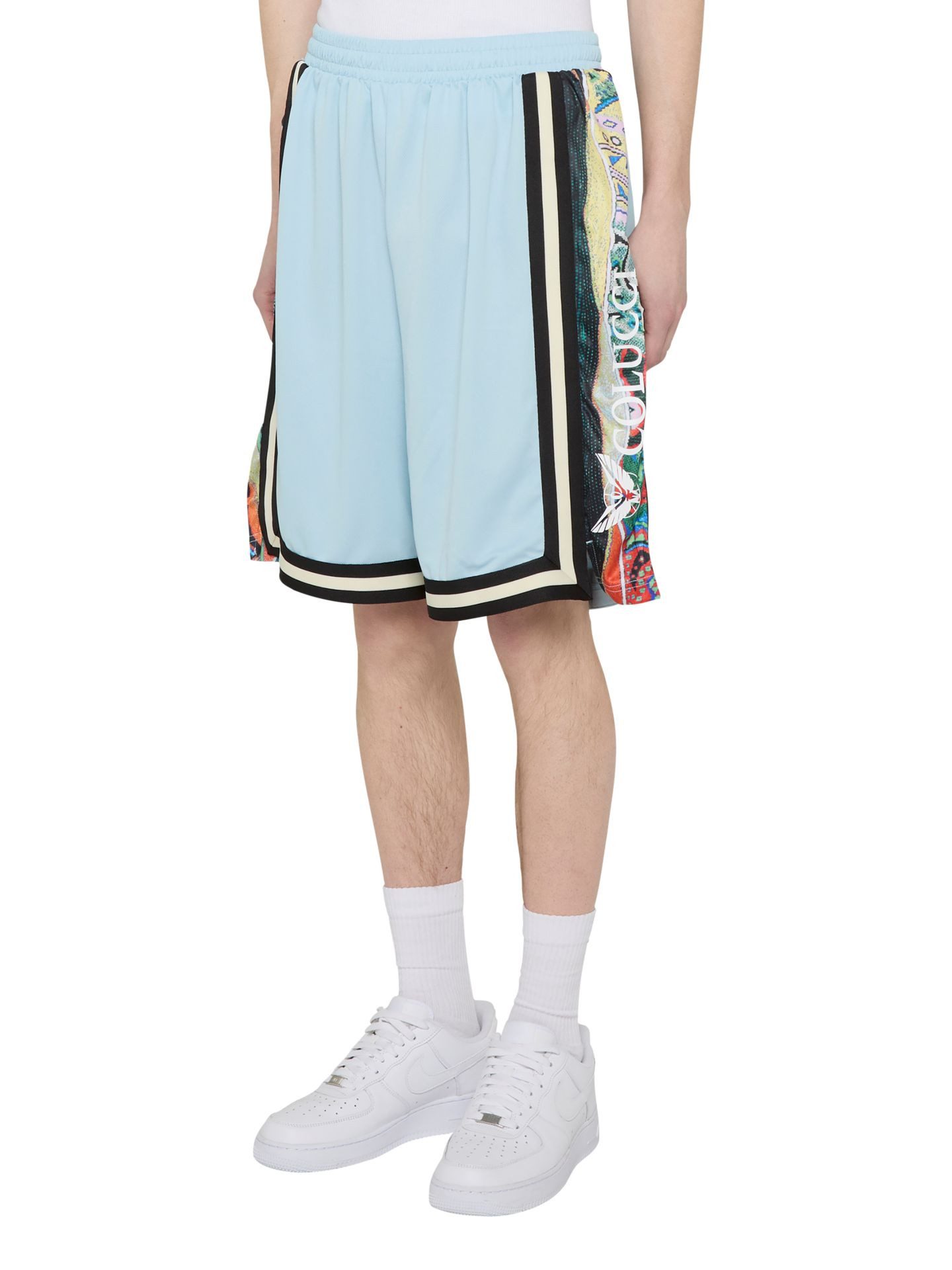COLUCCI Shorts Short Colucci Signature Basketball Mesh Kontrastierende Seitenstreifen mit durchgehendem Signature-Muster