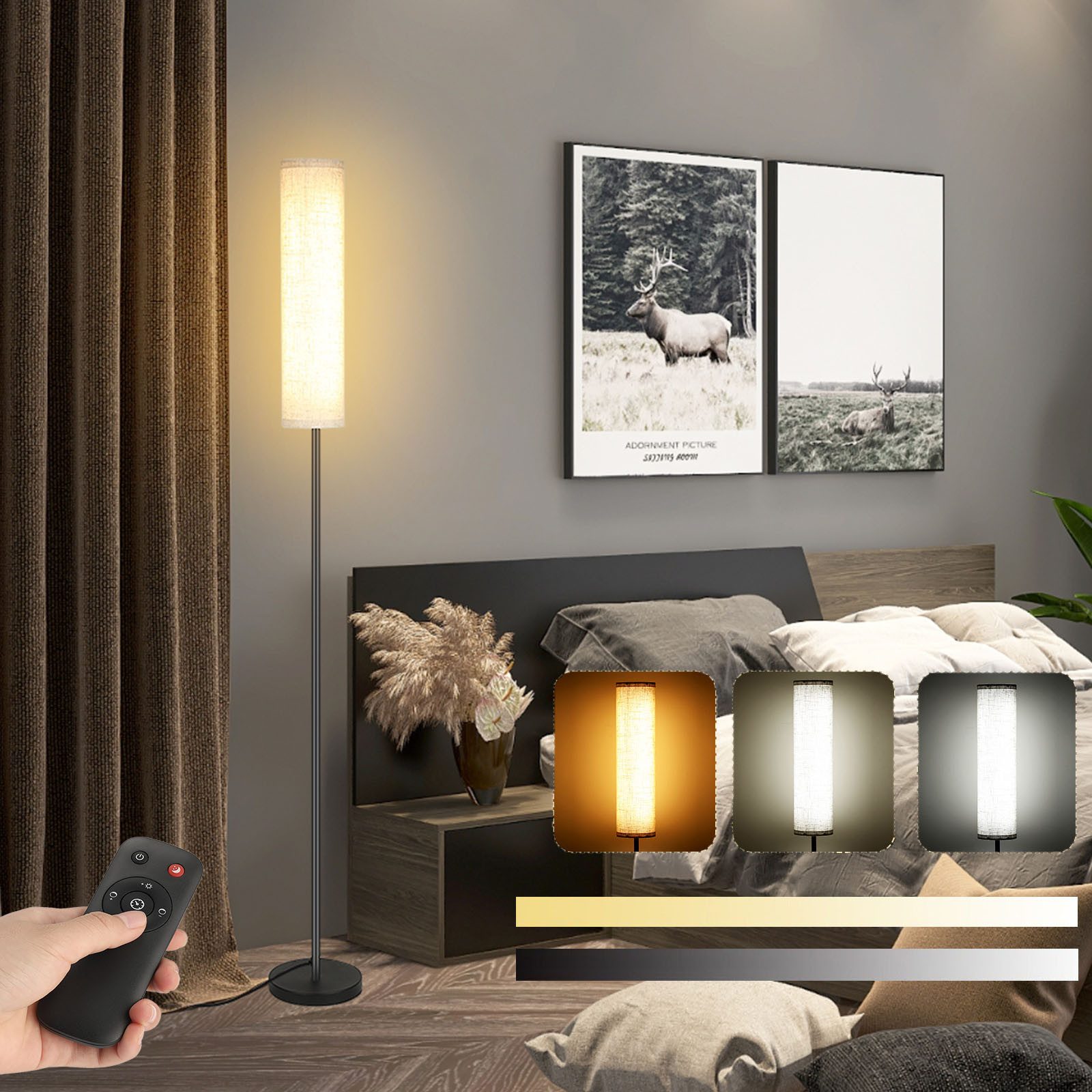 LED Stehlampe Moderne Stehlampe 170cm, 12W Sofa Leselampe Dimmbar mit Fernbedienung