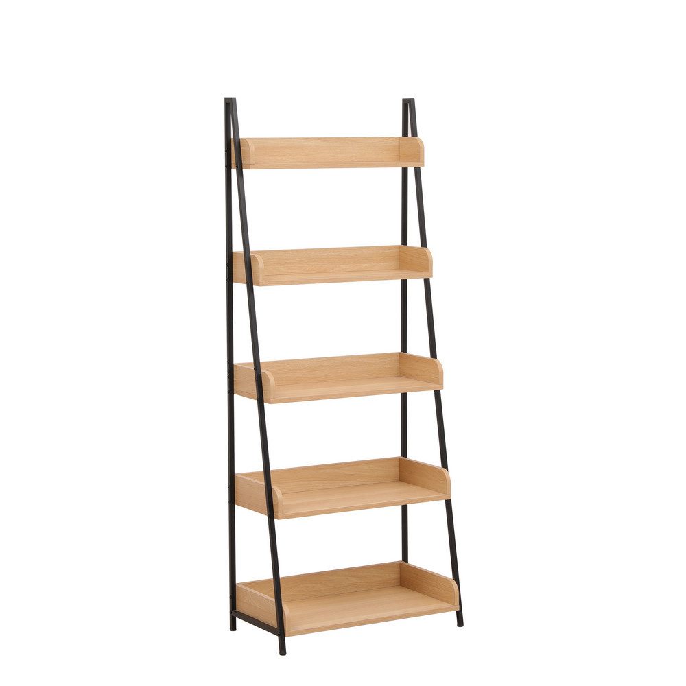 Happy Home Standregal 5-Etagen Holz-Metall Bücherregal, Standregal mit Industrie-Design