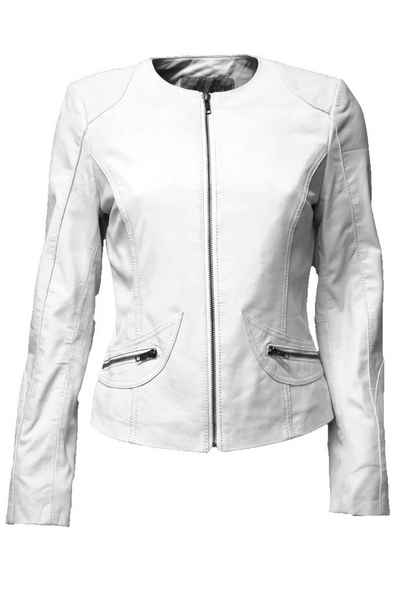 Zimmert Leather Lederjacke Bea (1-St) weiches Lammnappa Leder, Kragenlos, leicht, Cognac, braun, schwarz, rot