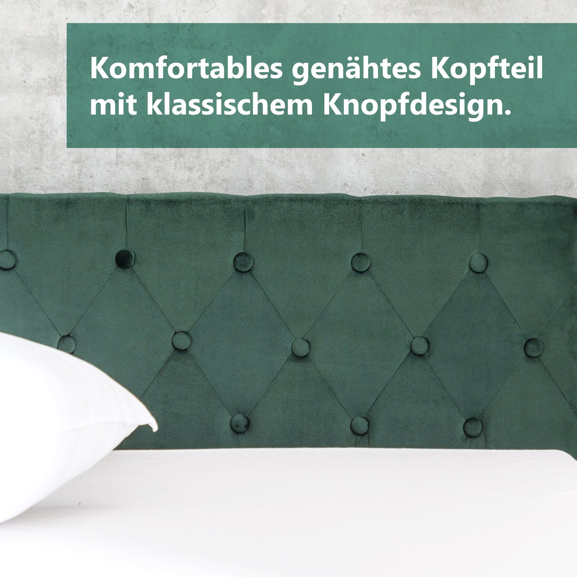Boxspringbett (Polsterbett), Hydraulisches Doppelbett 140x200 cm mit Knopfheftung