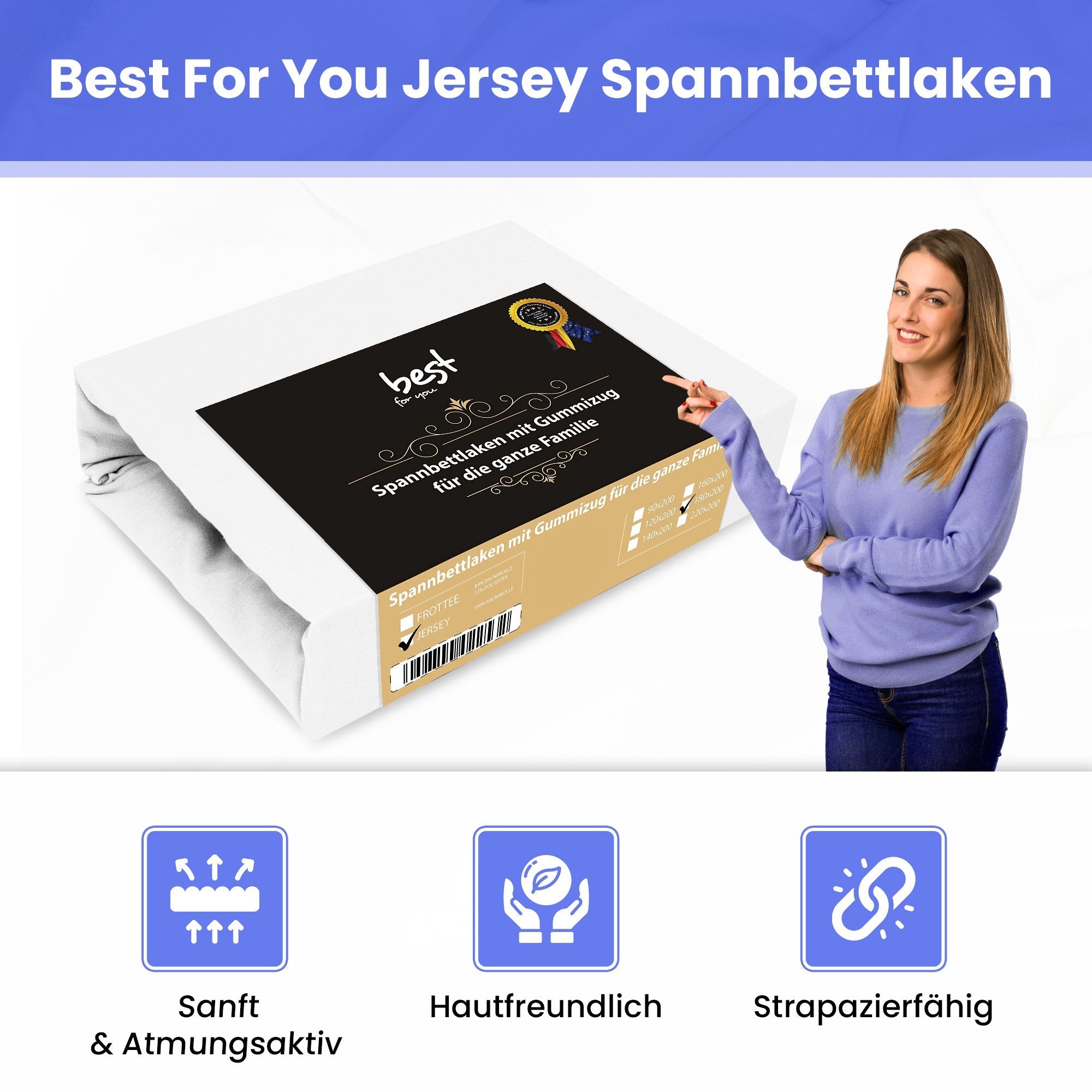 Best for You Spannbettlaken Jersey-Spannbettlaken – kuscheliger Schlafkomfo günstig online kaufen