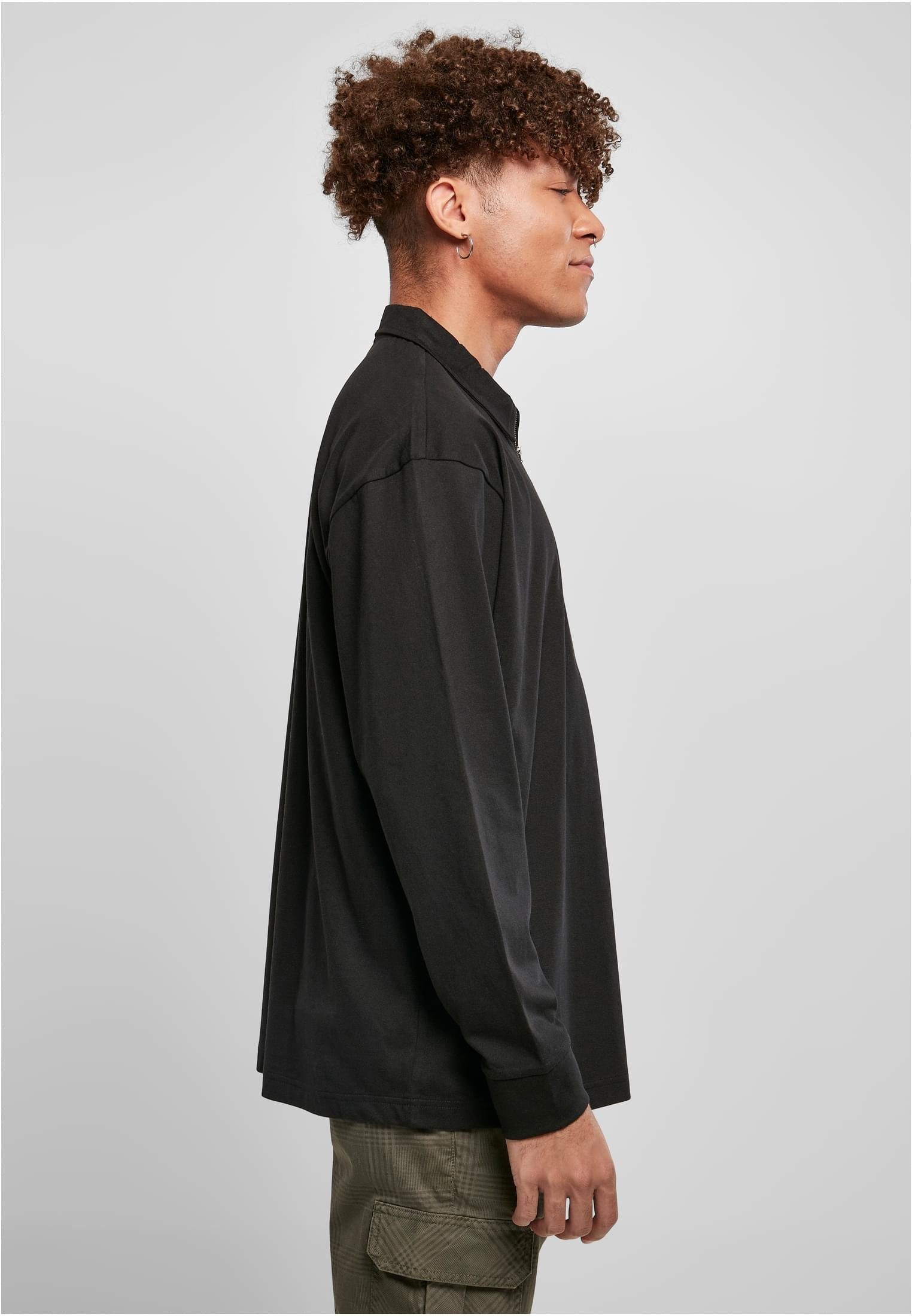 URBAN CLASSICS T-Shirt Heavy (1-tlg) Collar Organic black Herren Longsleeve