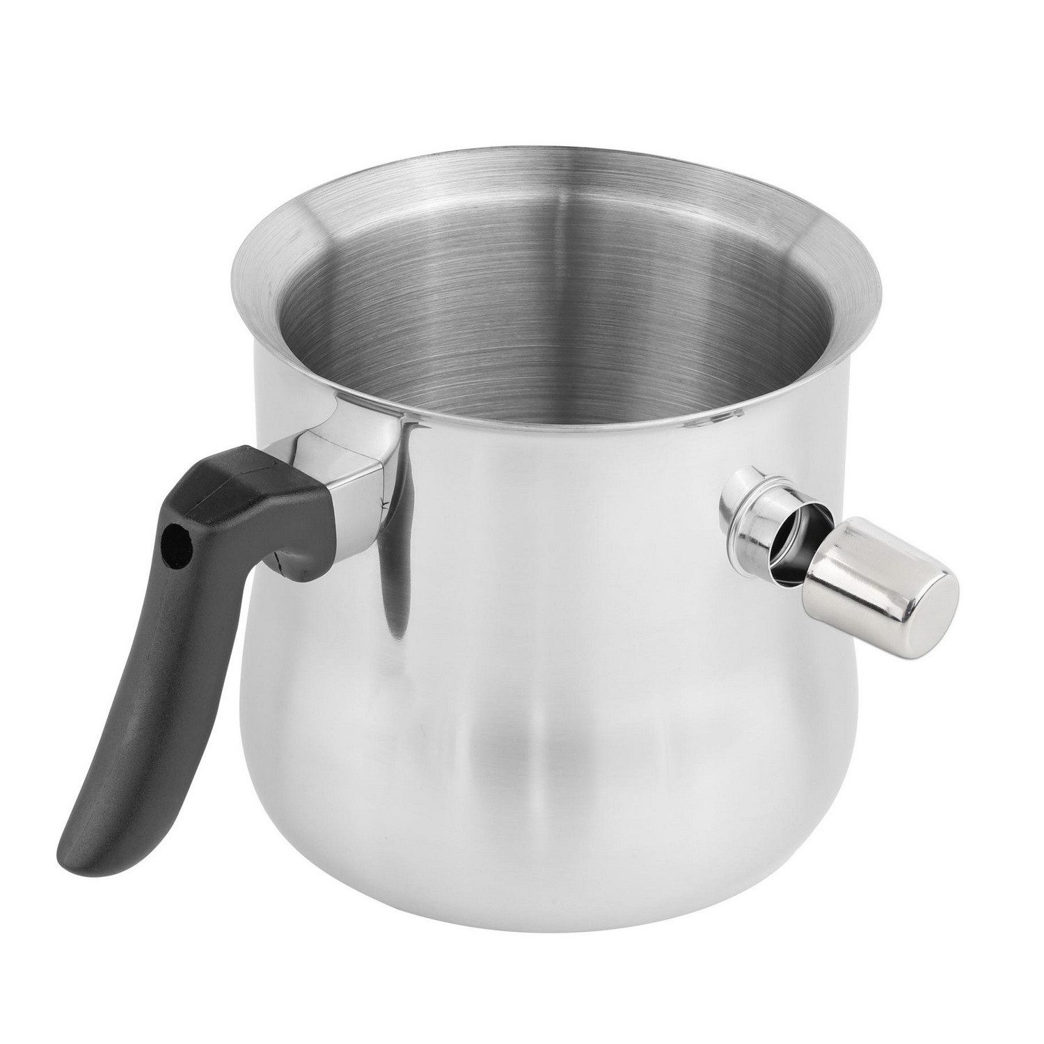 Haushalt International Milchtopf Milchtopf doppelwandiger Topf Simmertopf Wasserbadtopf, Edelstahl, 1,2 Liter Füllmenge, mit Flöte