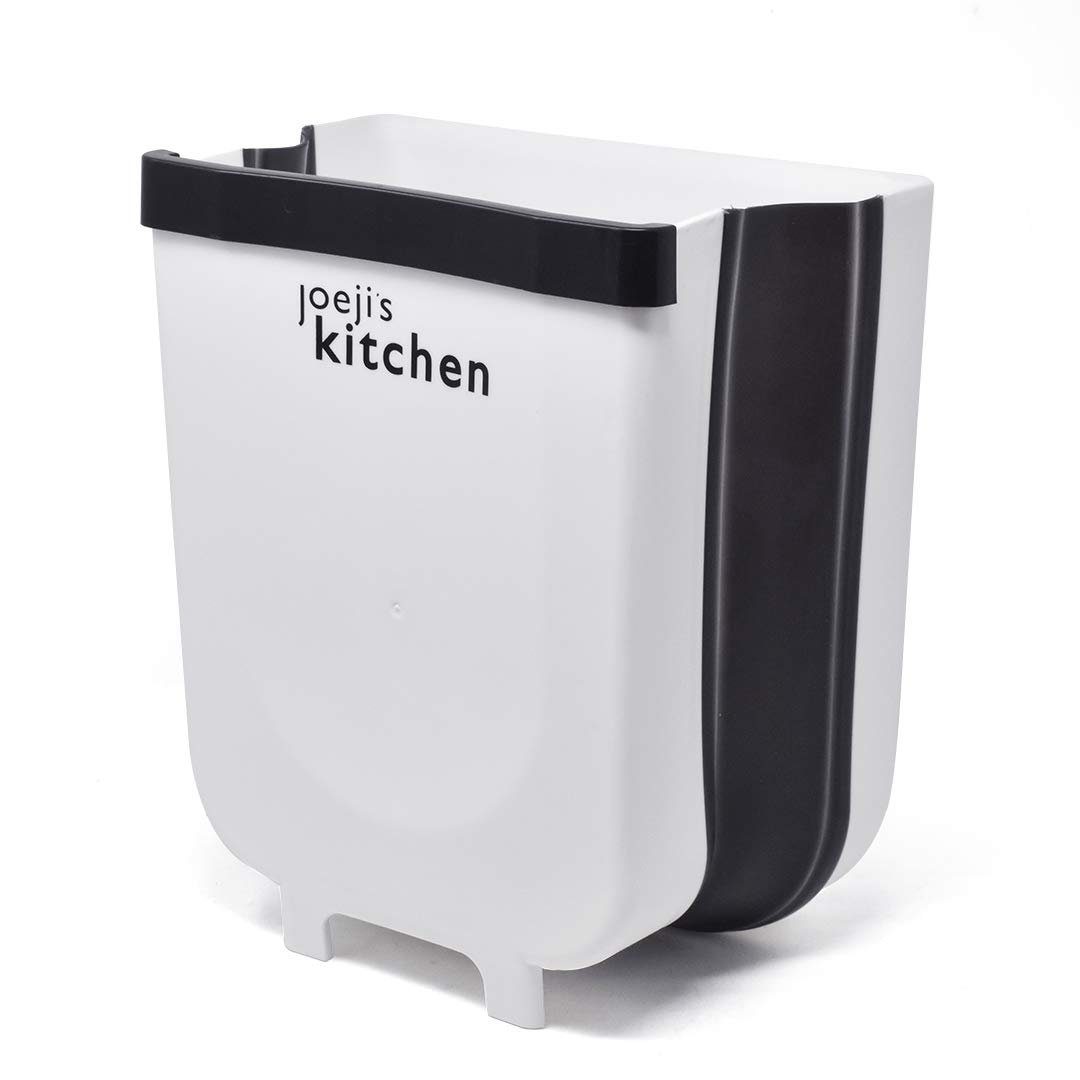 JOEJI'S KITCHEN Biomülleimer Weiß/schwarzer hängender Mülleimer, faltbar,  einfache Installation, Küchenspüle, Unterschrank, platzsparender, faltbarer  Mülleimer, Küchen- und Badezimmer-Mülleimer + 8-Liter-Müllbeutel