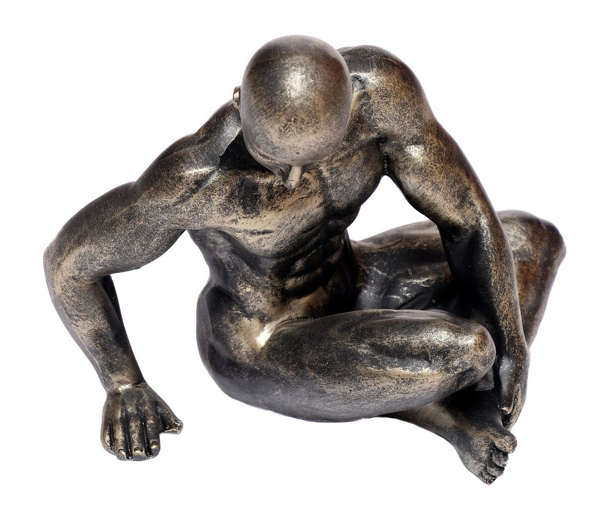 Moderne Figur Silber Körperstudie Pose Sport in Muskulös Design Sportler Gold Bodybuilder Akt Muskeln Brillibrum Mann Athlet Design Dekofigur Dekofigur Skulptur