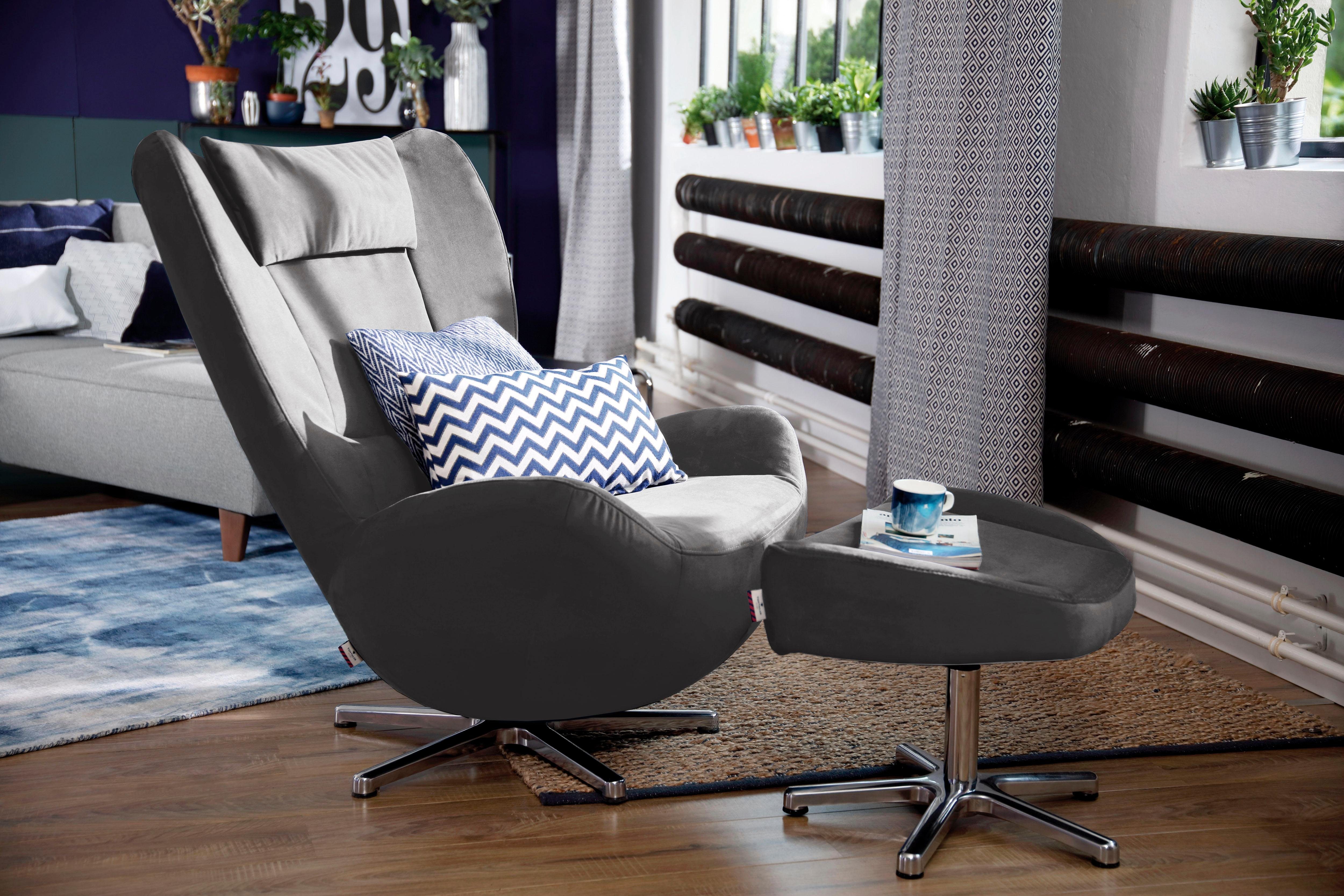 HOME Chrom Loungesessel mit TOM TOM TAILOR Metall-Drehfuß PURE, in