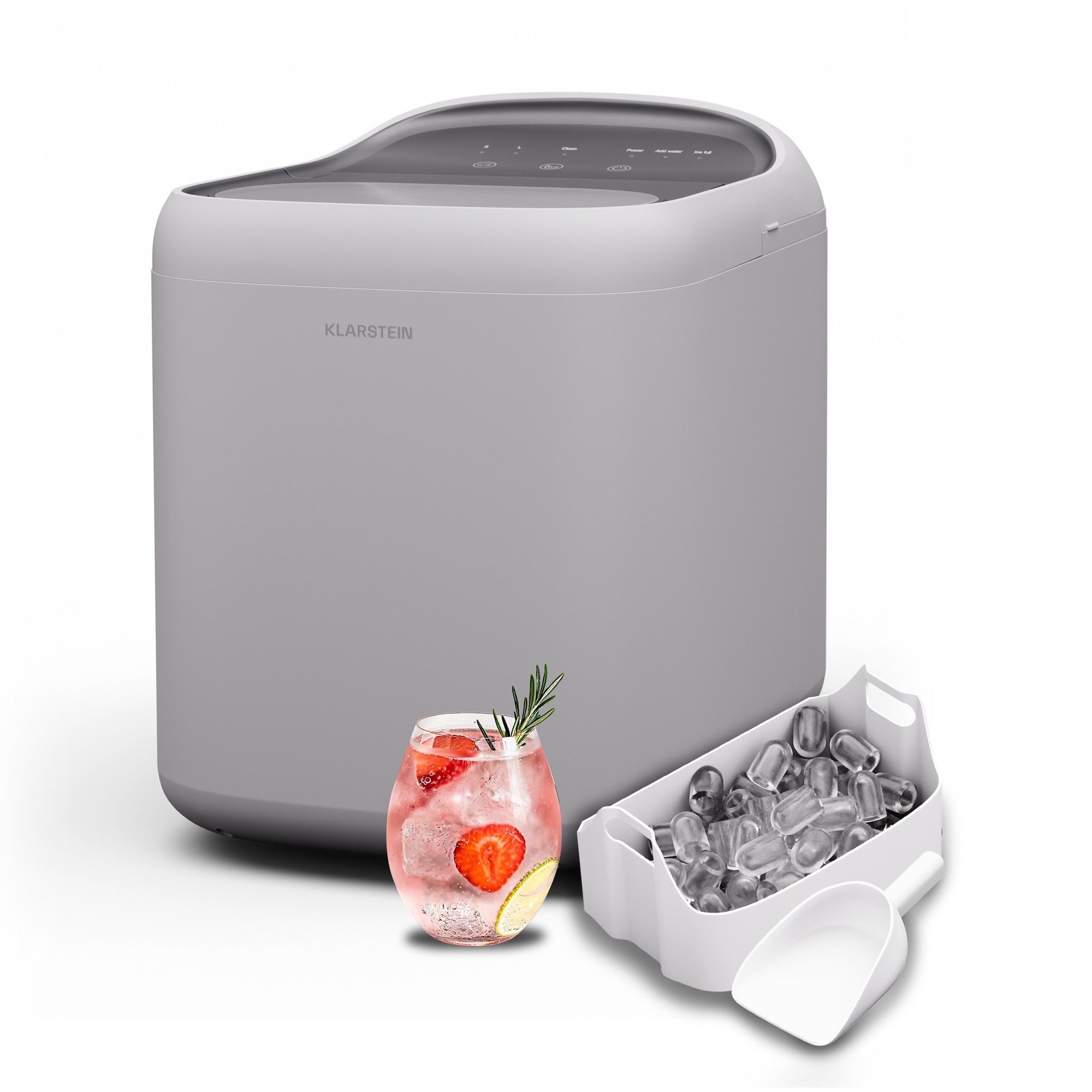Klarstein Eiswürfelmaschine SparkIce Eismaschine 15 kg/24h 1,5L Tank Auto-Clean 2 Modi 6 Min Touch, Ice Maker Eiswürfelmaschine elektrisch mit Auto-Reinigung