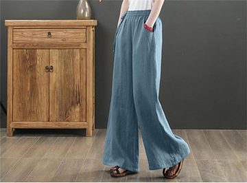 KIKI Loungepants Summer women's wide-leg cotton and linen trousers