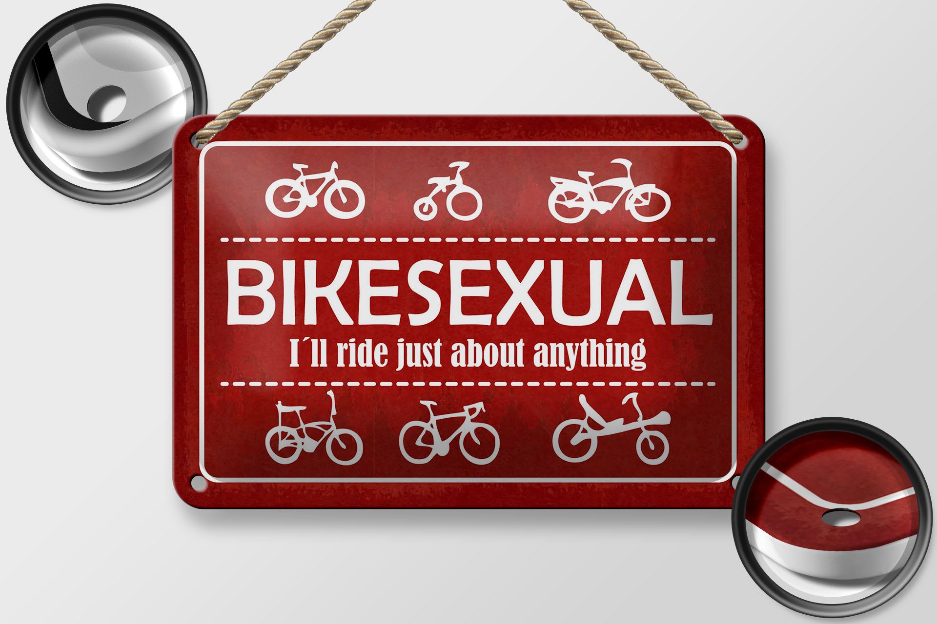 Femer GmbH Metallschild Fahrrad 12x18 cm Bikesexual Ill ride just about anything, (1 St), gewölbte Oberfläche, abgerundete Ecken, umgeschlagene Kanten