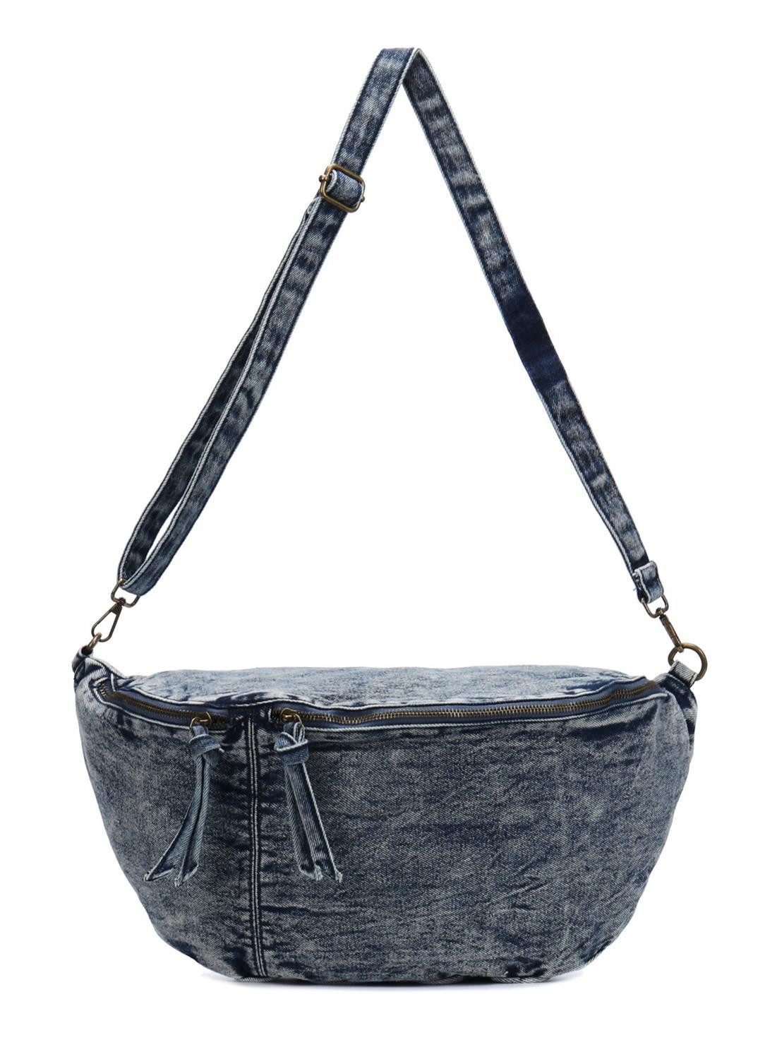 Schultertasche XXL Jeans Tasche CrossBody Denim Vintage Umhängetasche Hobo-Bag Unisex