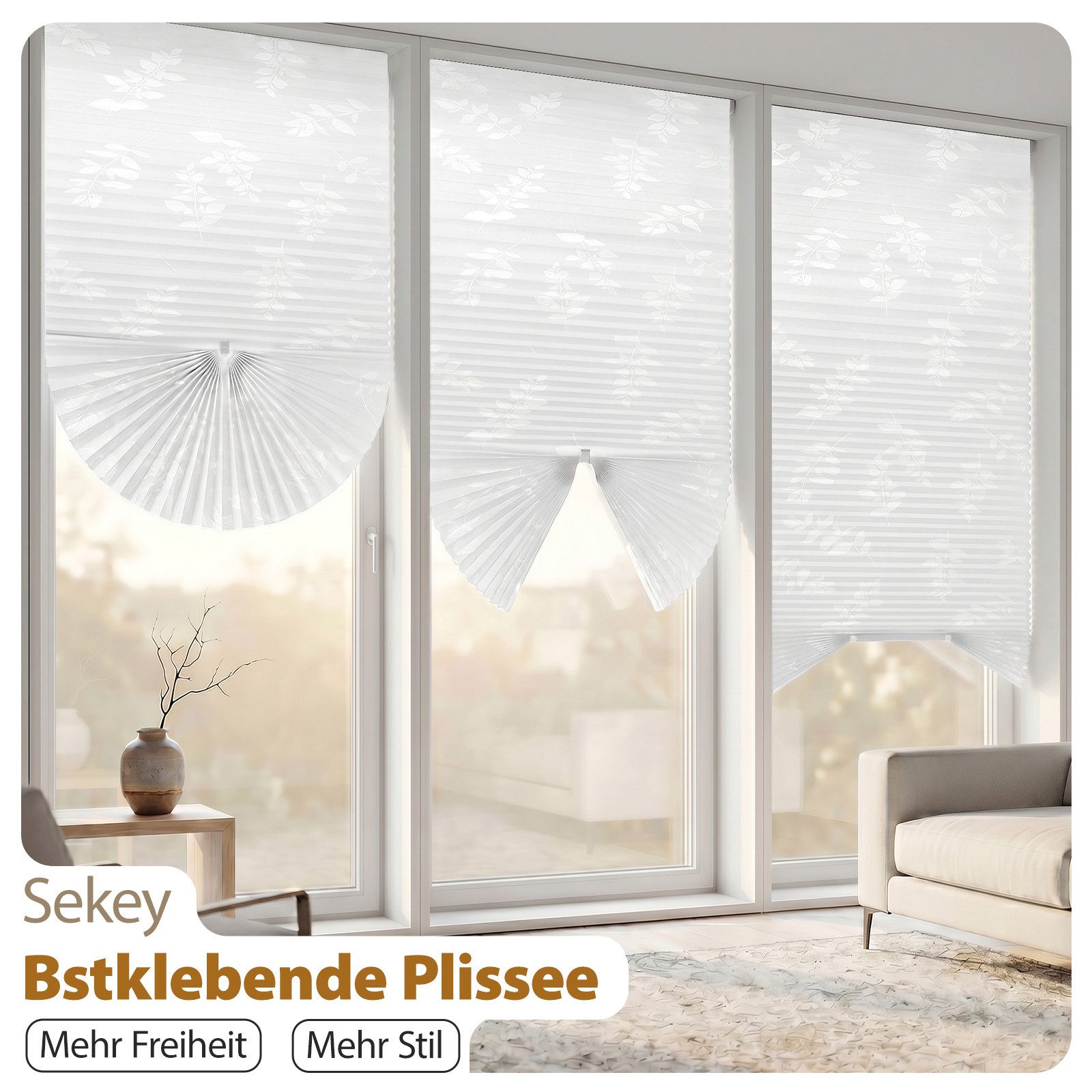 Sekey Plissee 2pcs ohne Bohren zum Kleben Rollo Dachfensterplissee Klebefix Plissee, blickdicht, Klebefix Plissee, 2er-Set, Innovative Klebemontage, Individuell – Bild 5 von 5