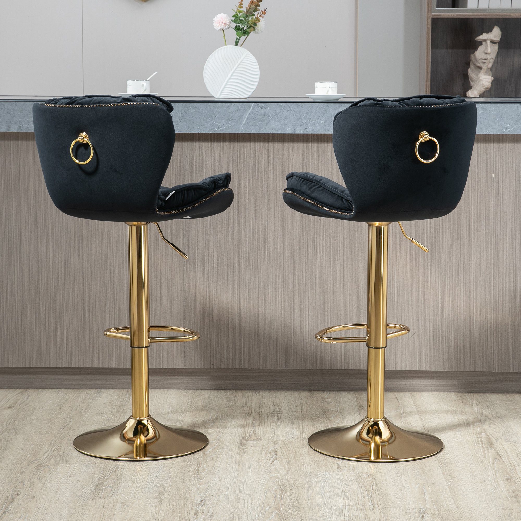 Barstühle 2PC/setzen), Küche, (mit 360-Grad-Höhenverstellung für schwarz Tresenhocker, Barhocker WISHDOR Fußstütze Esszimmer Barhocker