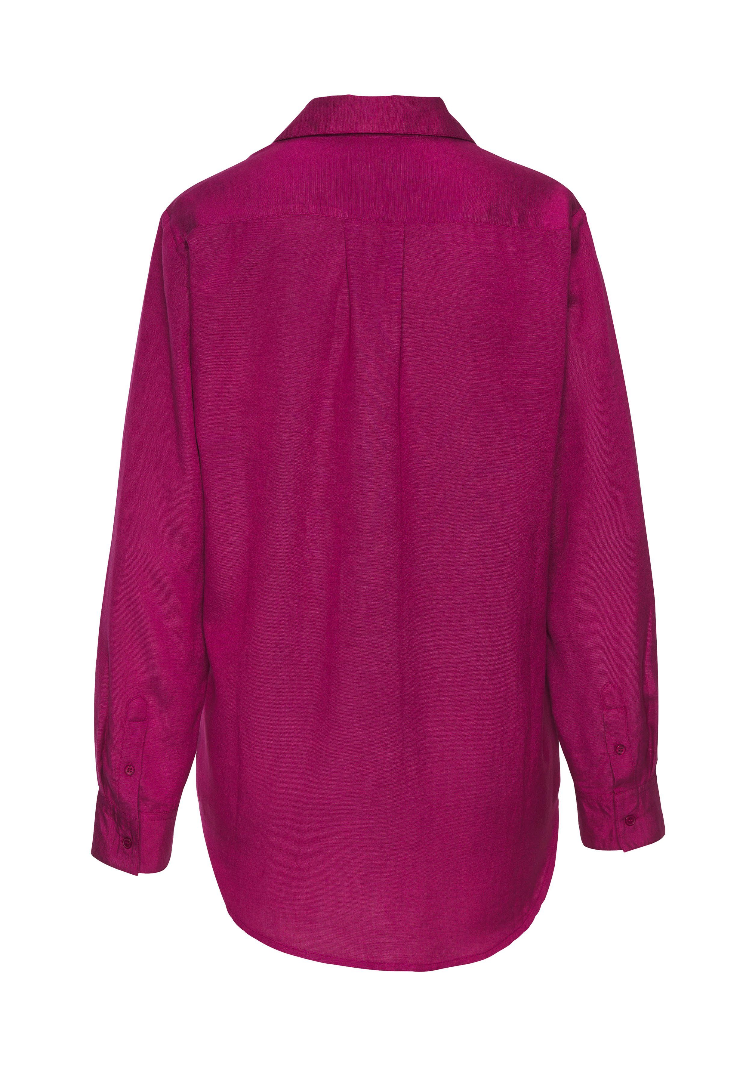 LASCANA Hemdbluse aus Leinenmix, Damenbluse mit Hemdkragen und Knopfleiste
