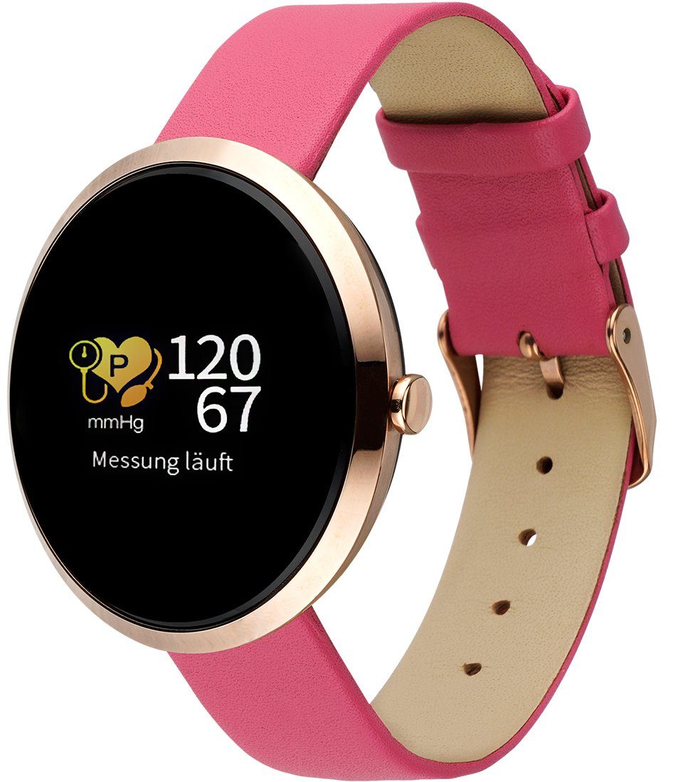 SIONA COLOR FIT elegante Damenuhr mit Blutdruck- & Herzfrequenzmesser Smartwatch