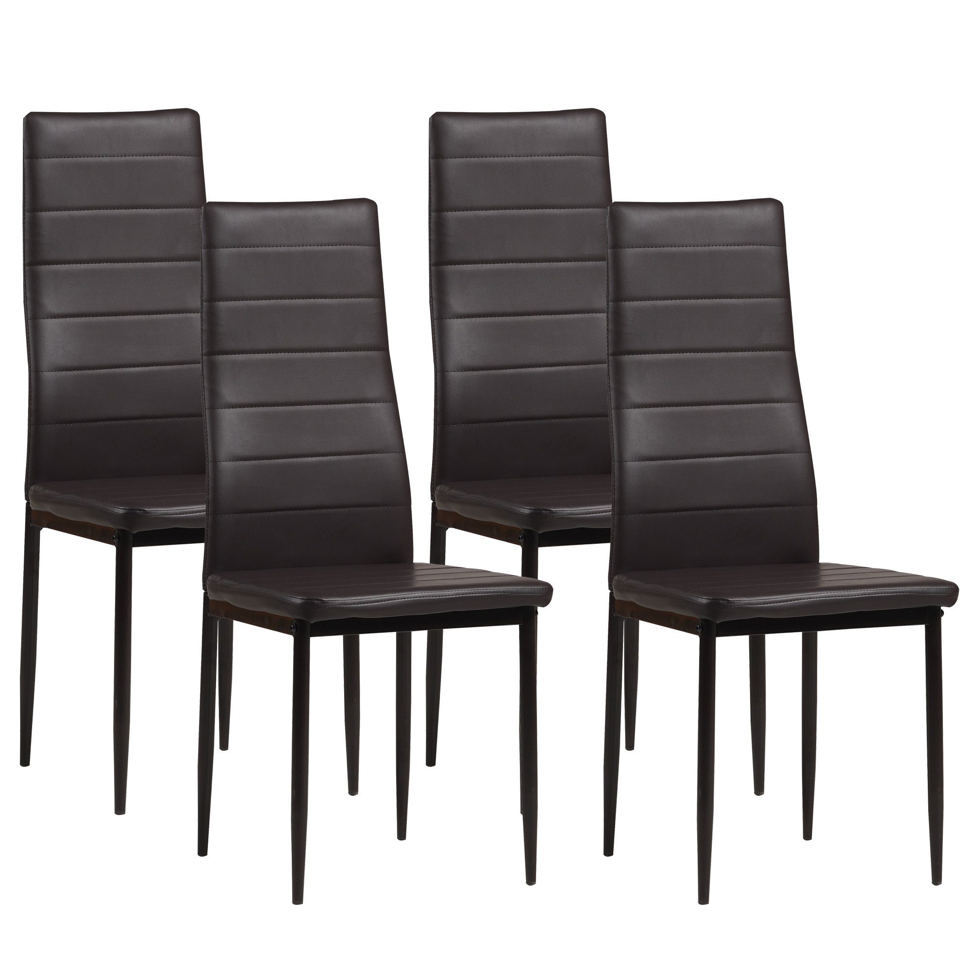 Albatros International Esszimmerstuhl Albatros Modern hohe Polsterstuhl, (6er Küchenstuhl Italienisches Set, Kunstleder Schwarz), Schwarz Belastbarkeit, Esszimmerestuhl MILANO, Bezug | edles Design, Schwarz