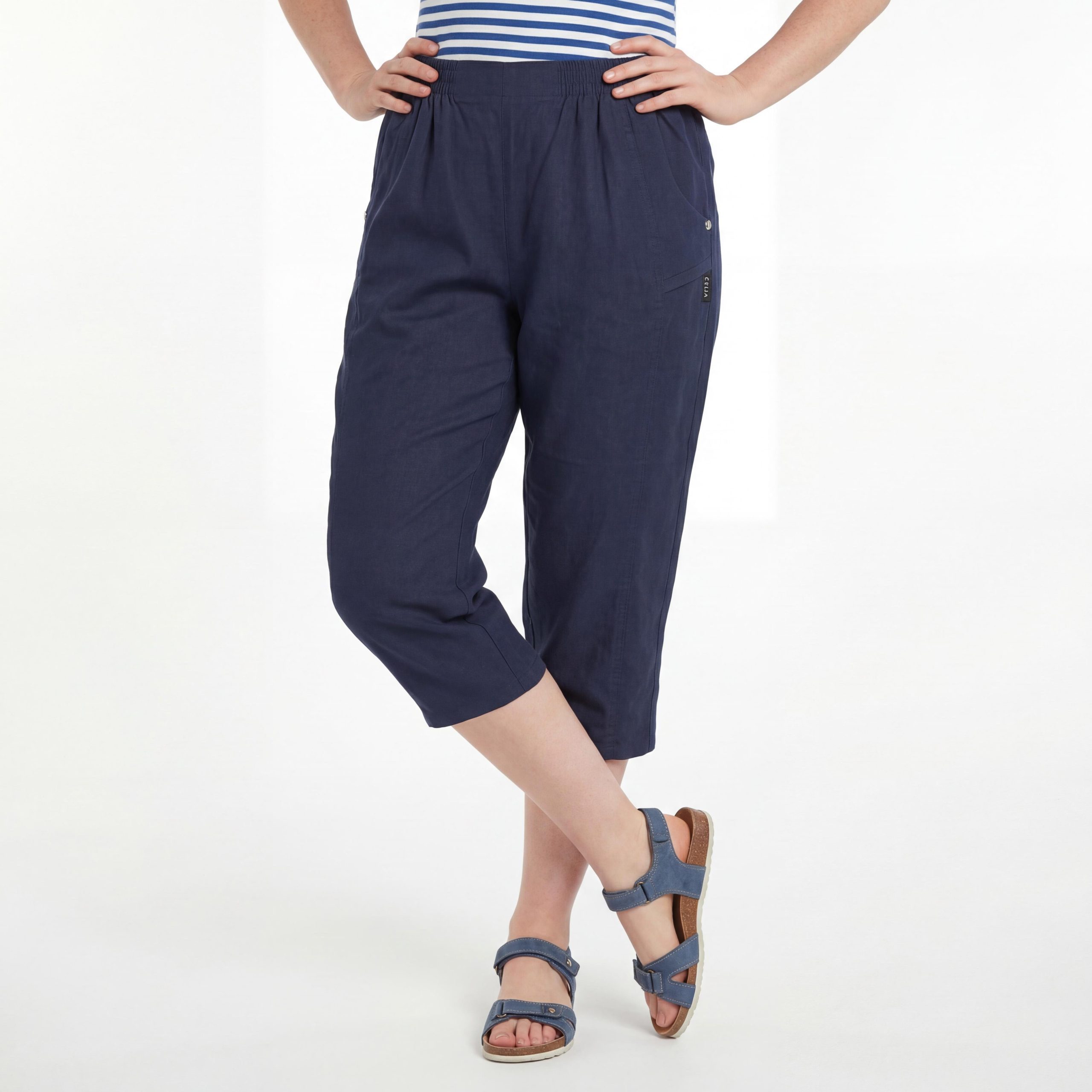 OriginalYou Caprihose Damen Sommerhose mit Stretch 7/8 Capri Schlupfhose bequemer Stretchbund, in den Größe 36 bis 50 erhältlich