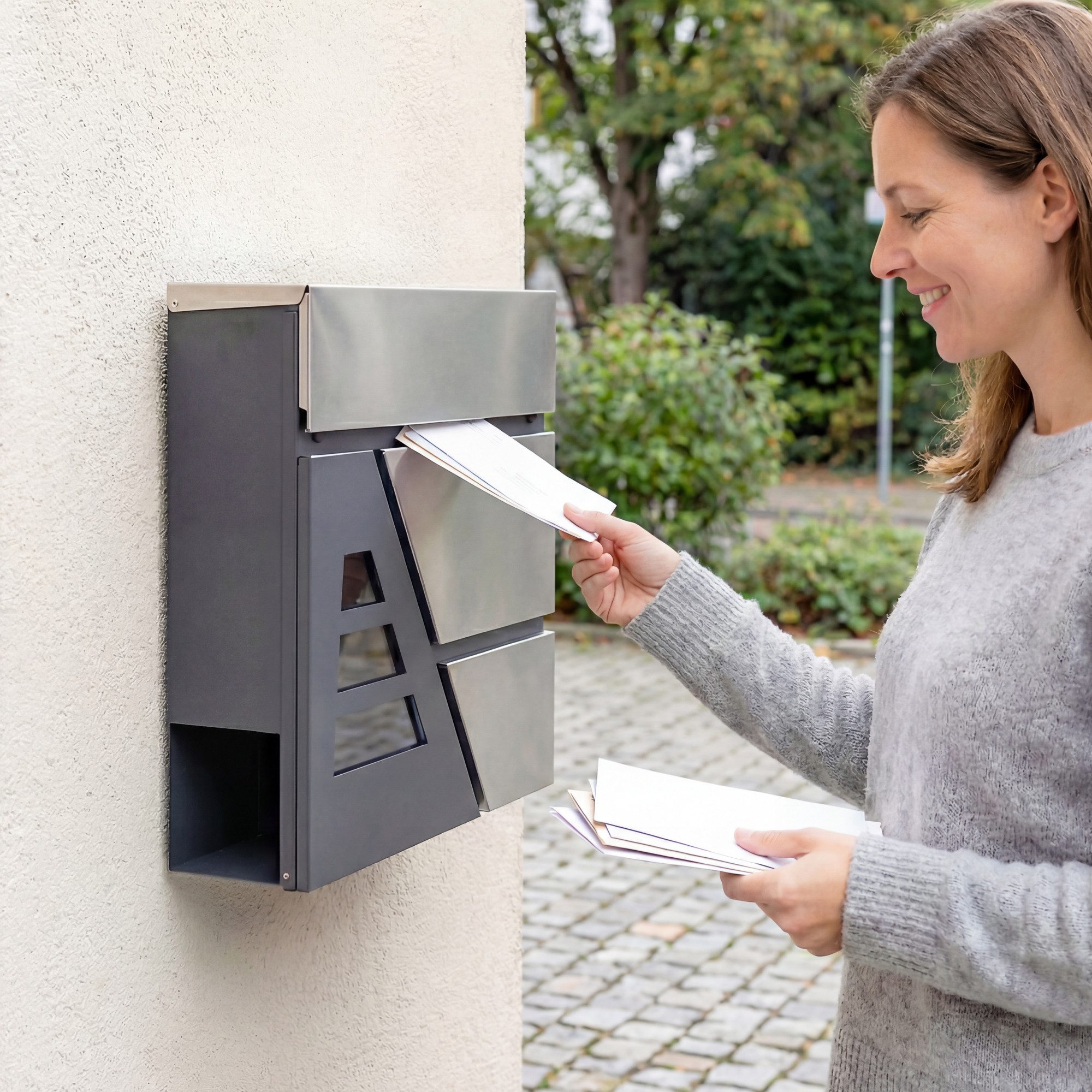 HOMCOM Briefkasten Moderner Postkasten (Packung, 1-St., Wandbriefkasten mit Zeitungsfach), inkl. 2 Schlüssel