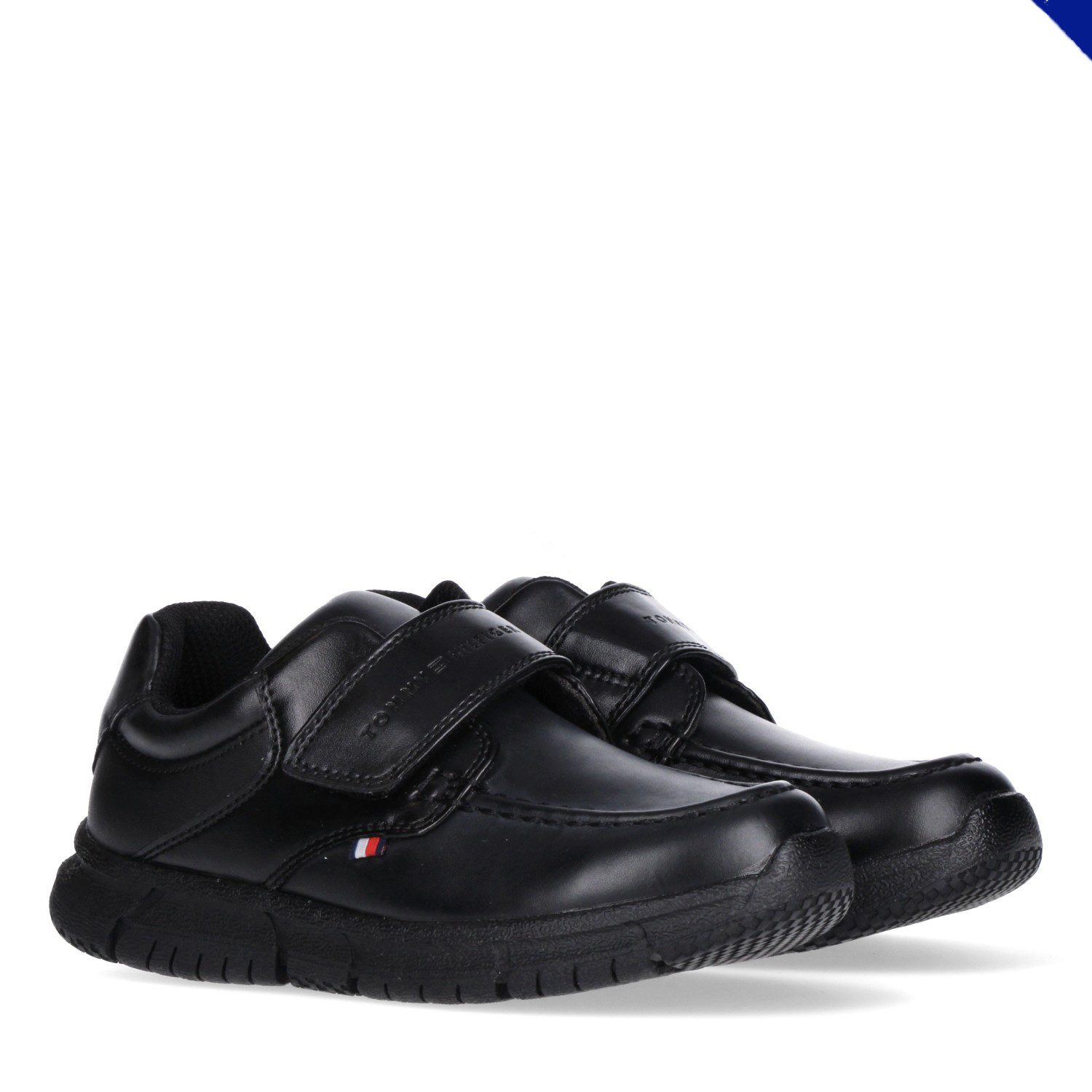 Tommy Hilfiger WMS = weit, für kräftige Füße Klettschuh festlicher Sneaker, Halbschuh mit Logoprägung auf dem Klettriegel