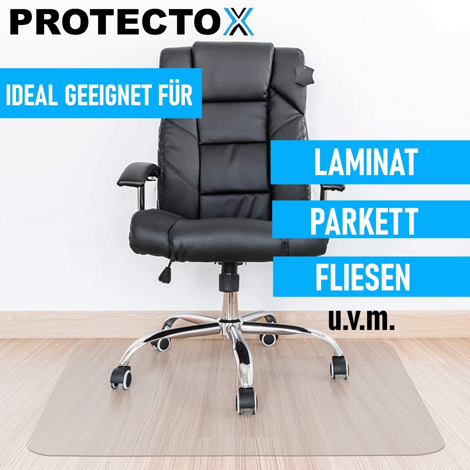 MAVURA Bodenschutzmatte PROTECTOX Bürostuhl Unterlage Transparent  Fußbodenschutz, Stuhlmatte Antirutsch & Kratzfest 90x130cm