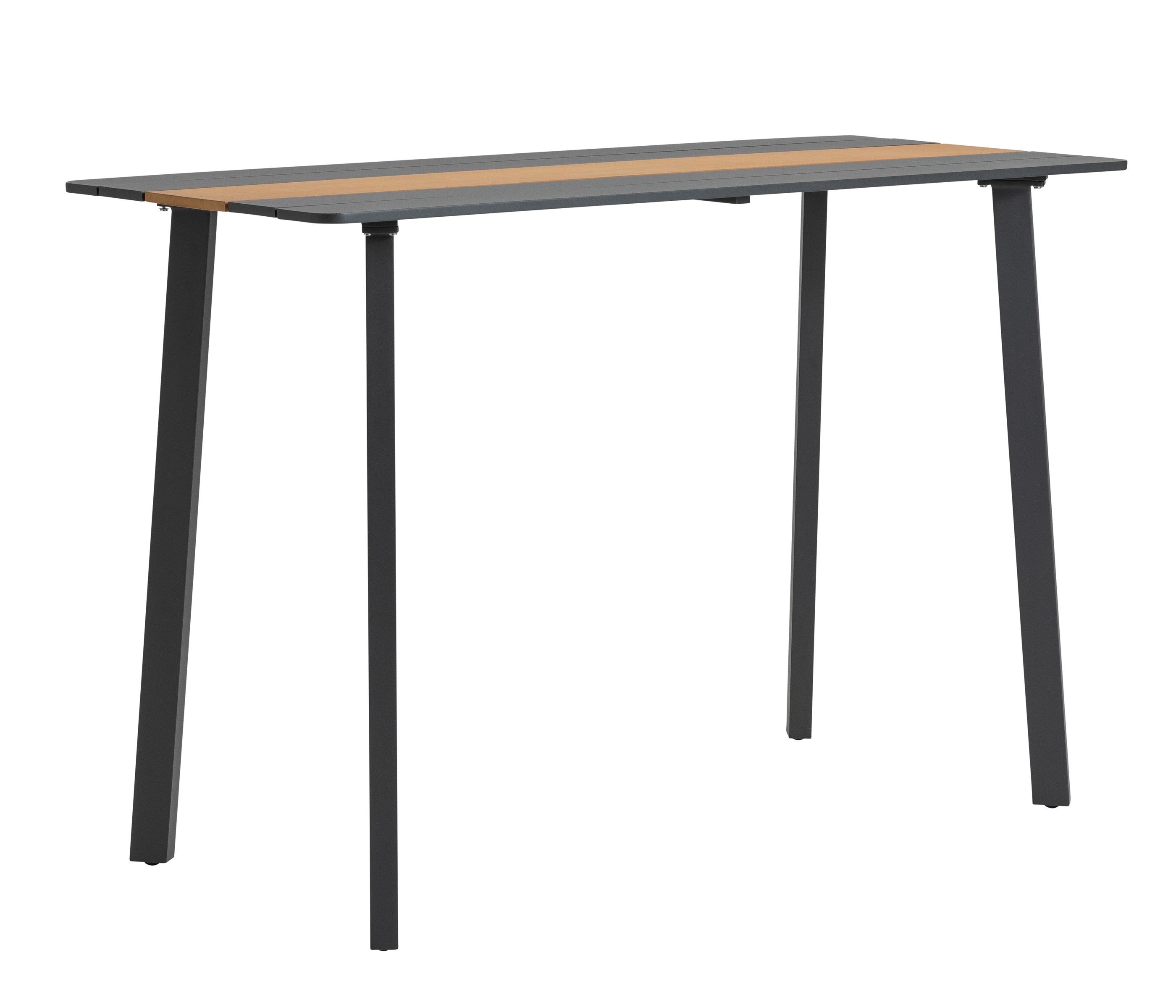 Dehner Gartentisch Bartisch Montpellier, 160 x 66.5 x 104 cm, 6 Sitzplätze, langlebiges Alugestell, FSC®-zertifiziertes Teakholz, wetterfest