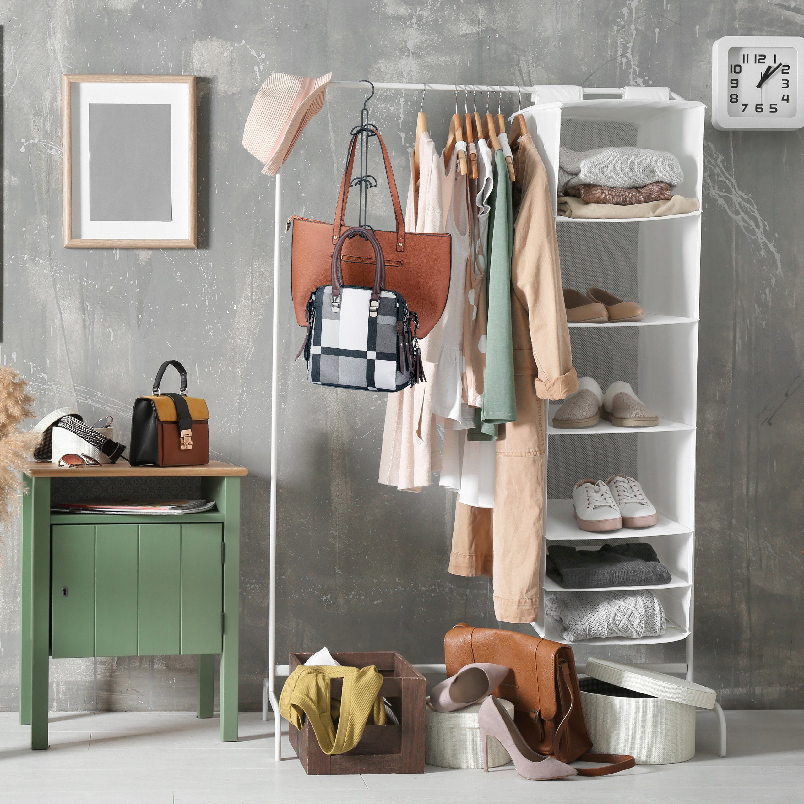 relaxdays Kleiderbügel Handtaschenbügel 6 Haken, schwarz günstig online kaufen