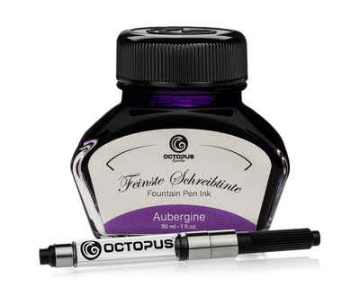 OCTOPUS Fluids Schreibtinte Aubergine 30 ml mit Konverter Tintenglas