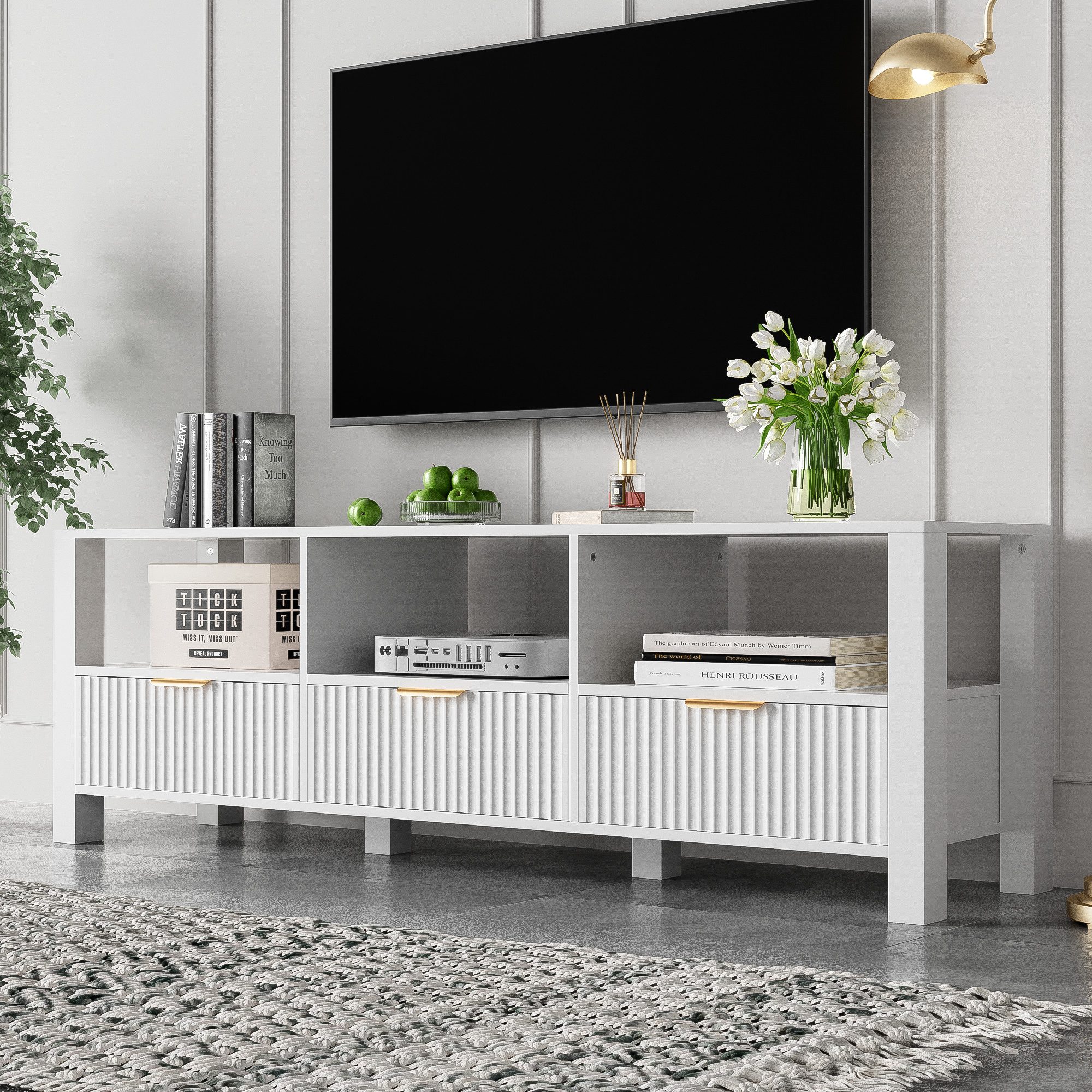 OKWISH Lowboard mit LED-Beleuchtung (Fernsehtisch, TV-Board, günstig online kaufen