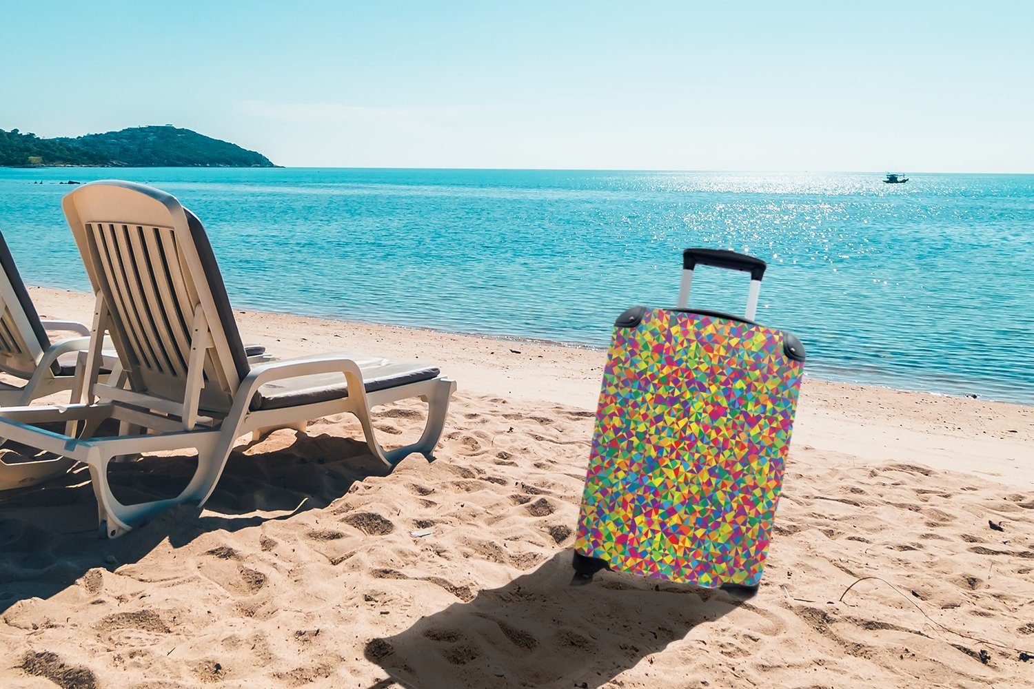 MuchoWow Handgepäckkoffer Muster - Farben mit Reisekoffer Reisetasche Ferien, Handgepäck für Abstrakt, 4 Regenbogen Rollen, - - rollen, Trolley