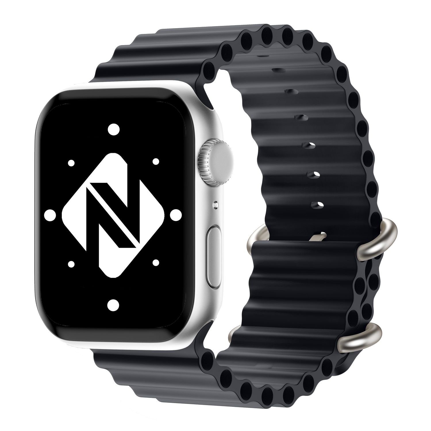 Nalia Smartwatch-Armband Apple Watch 38/40/41/42mm, Ocean Style Sportarmband / Silikon Ersatzband / Metall-Ring Verschluss