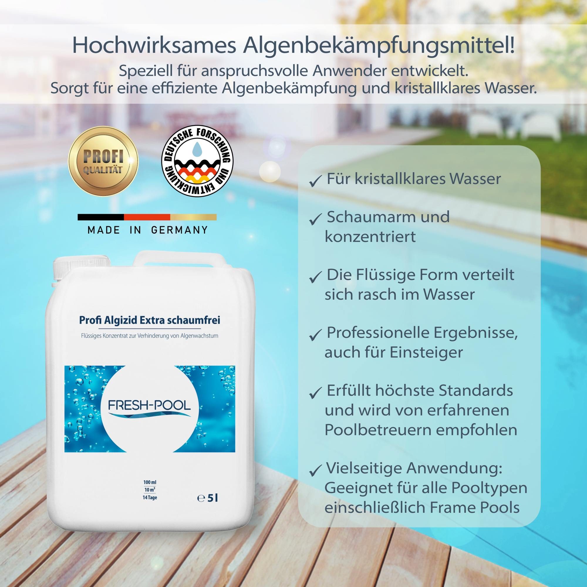 Fresh-Pool Poolpflege Profi Algizid Extra schaumfrei 5 Liter