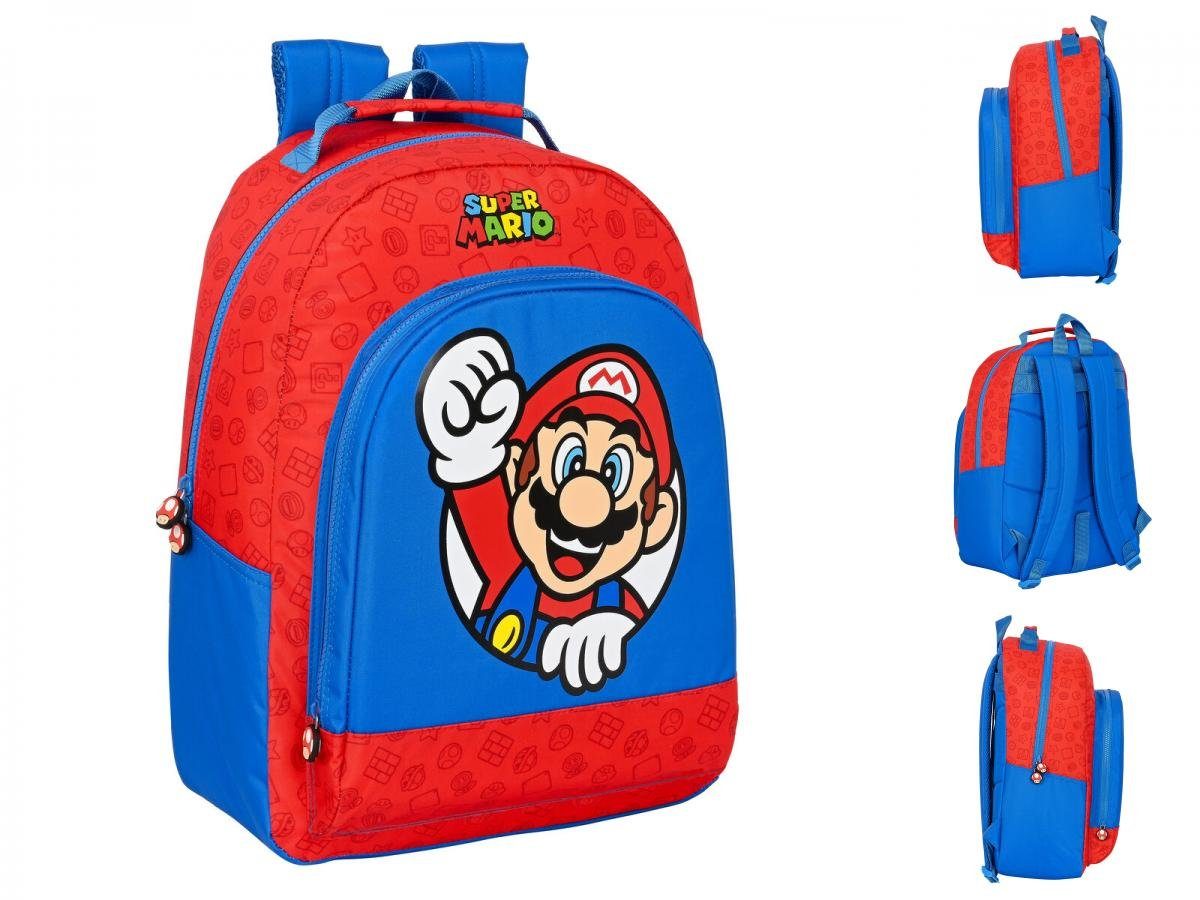 Super Mario Rucksack Kinder-Rucksack Super Rot Blau cm 42 x Mario x 15 32