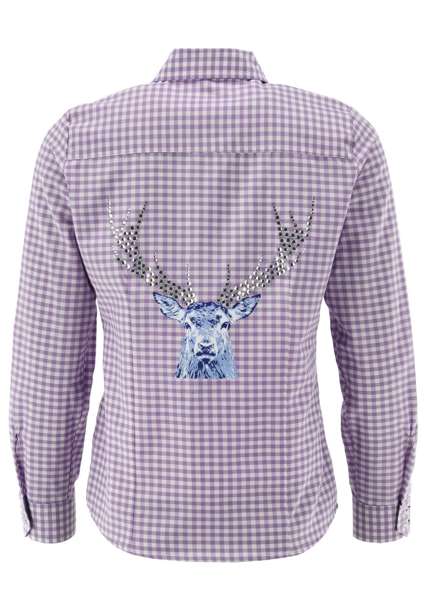 OS Trachten Trachtenbluse Fenadi Damen Langarmbluse mit Bügelmotiv auf der günstig online kaufen