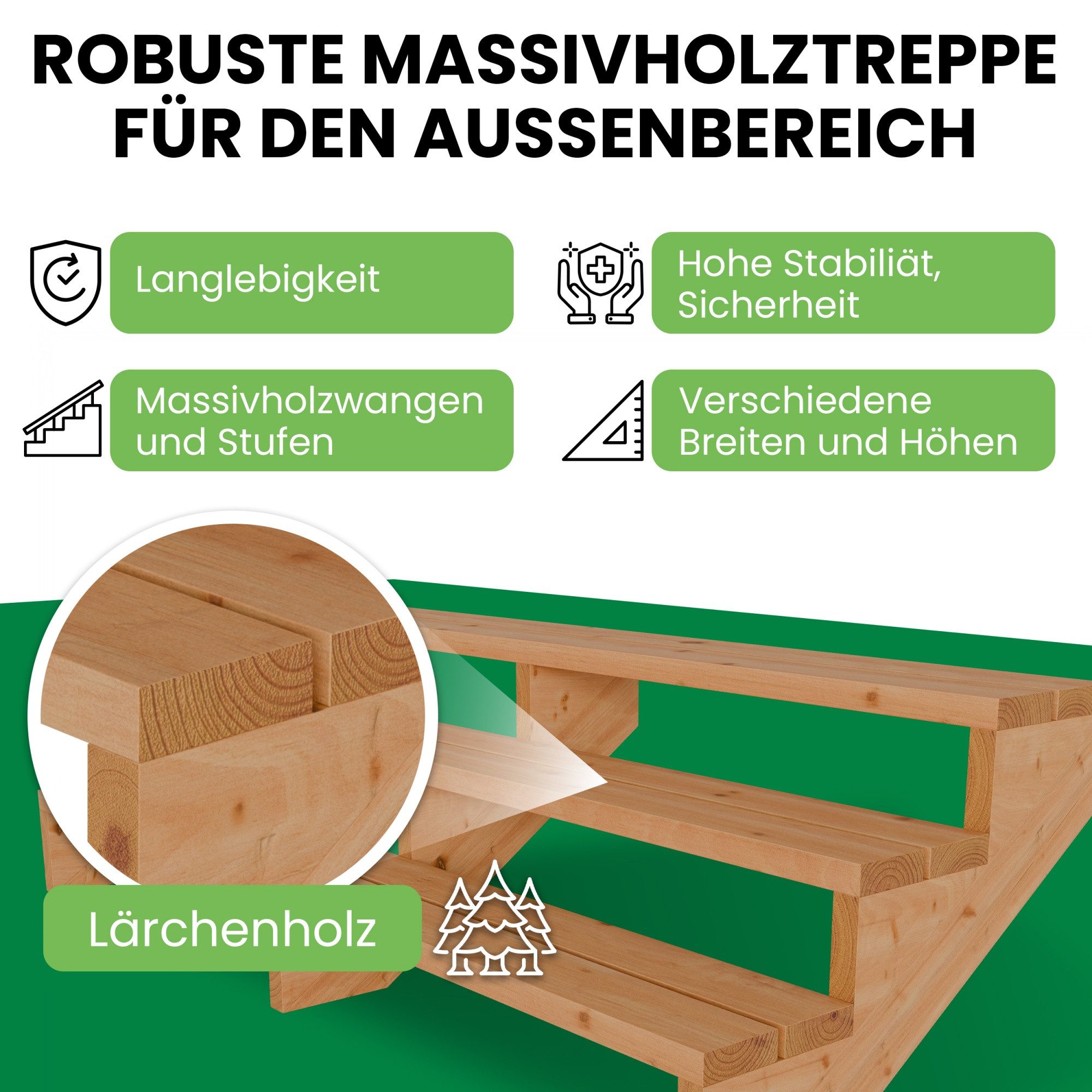 Gartenwelt Riegelsberger Außentreppe Terrassentreppe aus Lärche günstig online kaufen