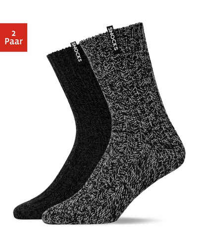SNOCKS Norwegersocken »Norweger Socken Damen Herren Wintersocken« (2-Paar) meliert, aus warmem Material