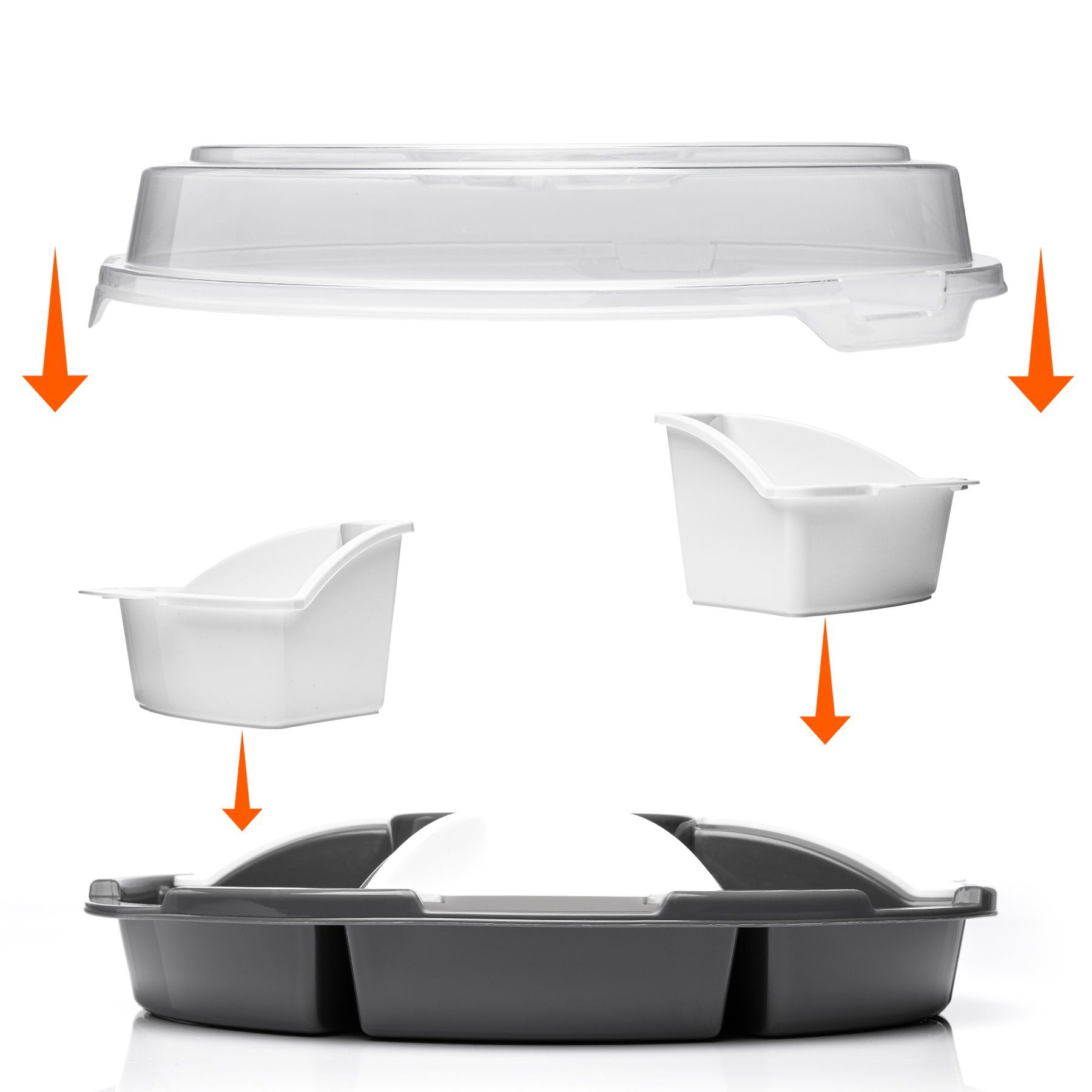 BigDean Servierplatte Snackschale Servierplatte Servierschalen Set mit Deckel Snackteller, Kunststoff, (Set, 8-tlg., Snackset), Snacks, Dips, Vielseitig, Spaß für jede Party