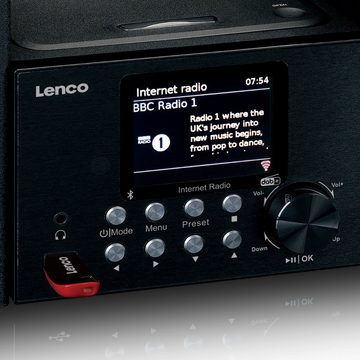 Lenco MC-250BK Internet-Radio (DAB+,FM,Internet, 24 W, Wlan Smart-Radio CD-/MP3-/USB-Player, AUX-Adapt. & 2x 12W Lautsprecher)