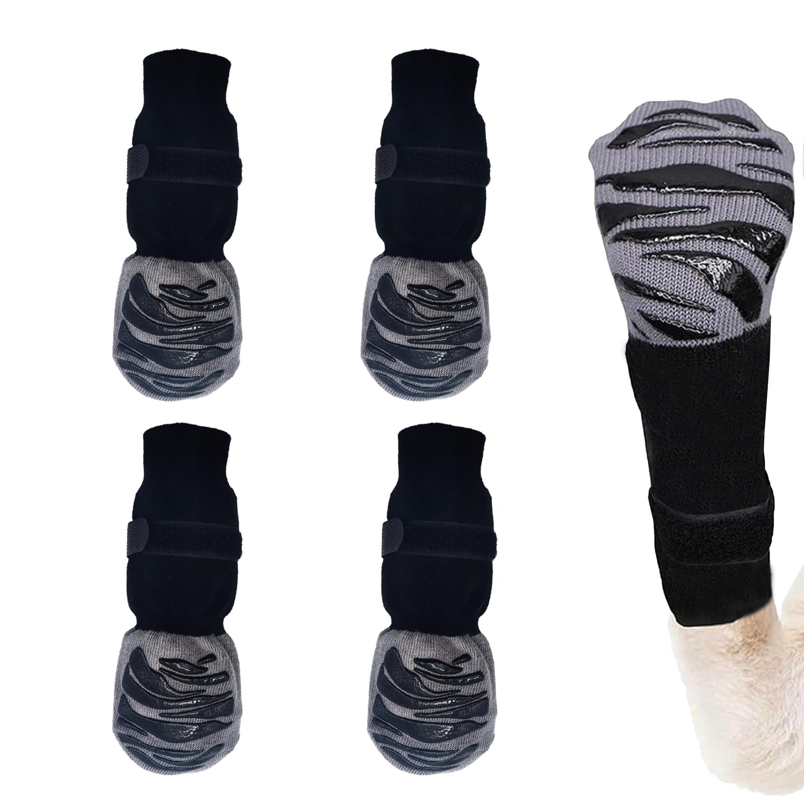 Ledander Pfotenschutz 2 Paar Anti-Rutsch-Hundesocken, Weiche Socken für den Pfotenschutz, von Hunden mit verstellbarem Klettverschluss für Innenbereich