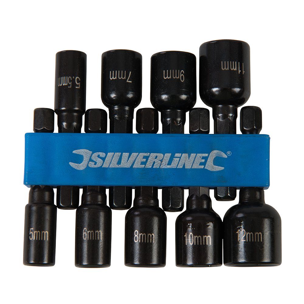 Silverline Steckschlüssel Steckschlüssel Set 1/4 Zoll mm magnetisch 9-teilig 5-12