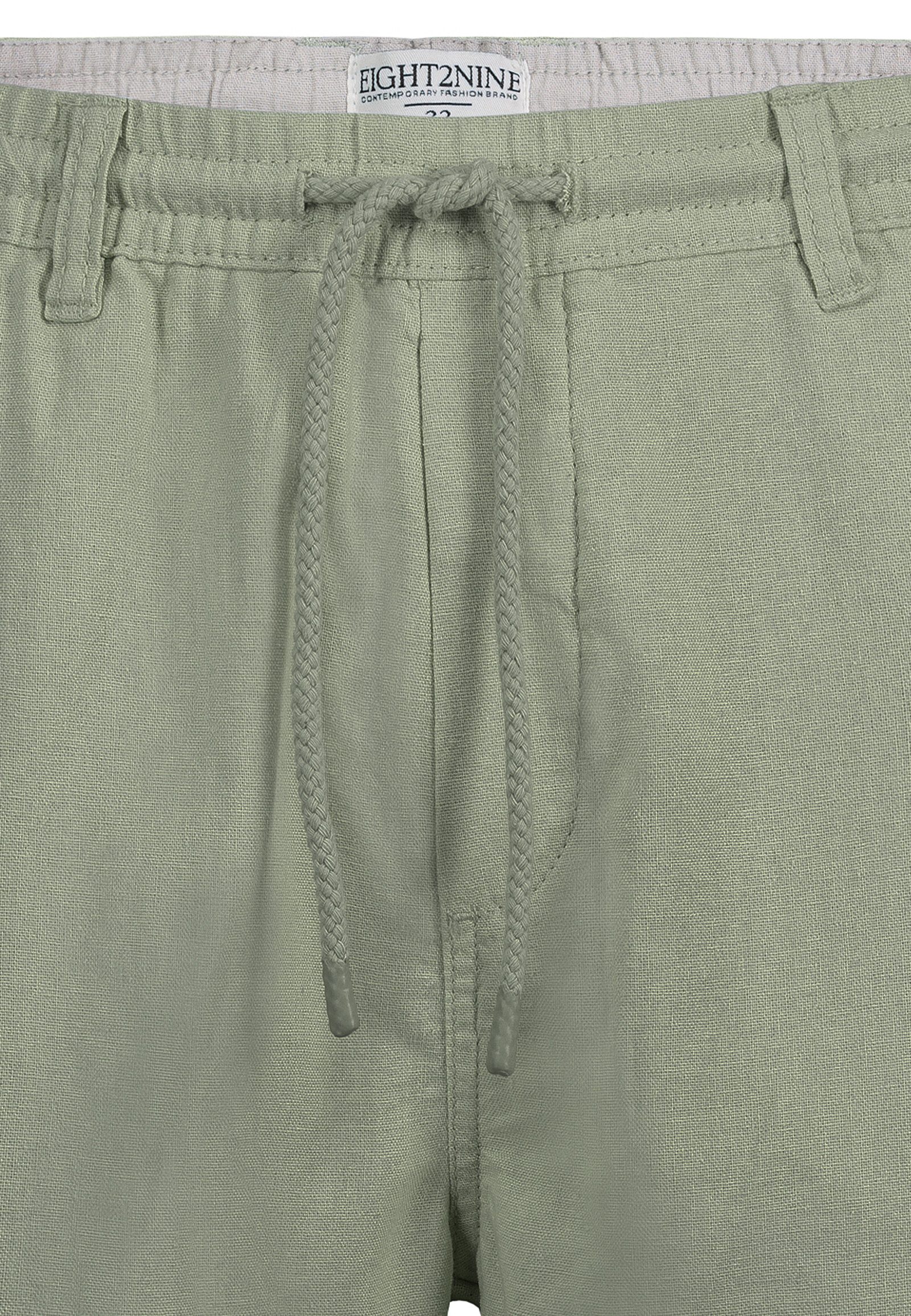Eight2Nine Chinoshorts Leinen Chino Elastischer Bund mit Kordelzug für Herren Lyocell nachhaltig Normal Fit Einfarbig atmungsaktiv