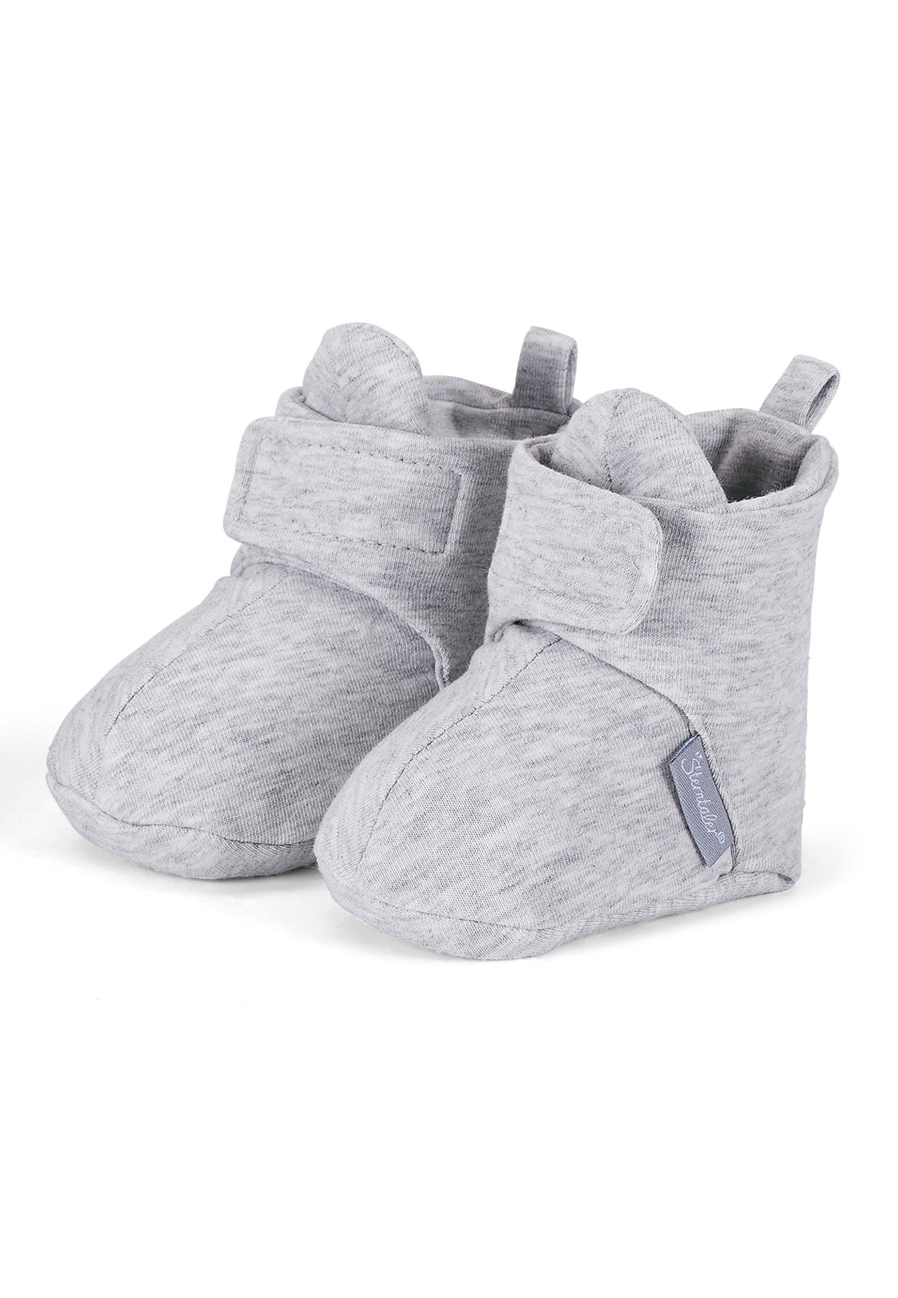 Flexible Mädchen, Winter Bequeme Organic Cotton Silber Outdoorschuh Baby Baby-Schuh - Krabbelschuhe Schuhe Baby Schuhe melange Ballerinas Stoffschuhe - OCS Schuhe, Jerseyfutter - Sterntaler® und (1-tlg) mit Babyschuhe uni Klettverschluss Singlejersey Babyschuh aus in