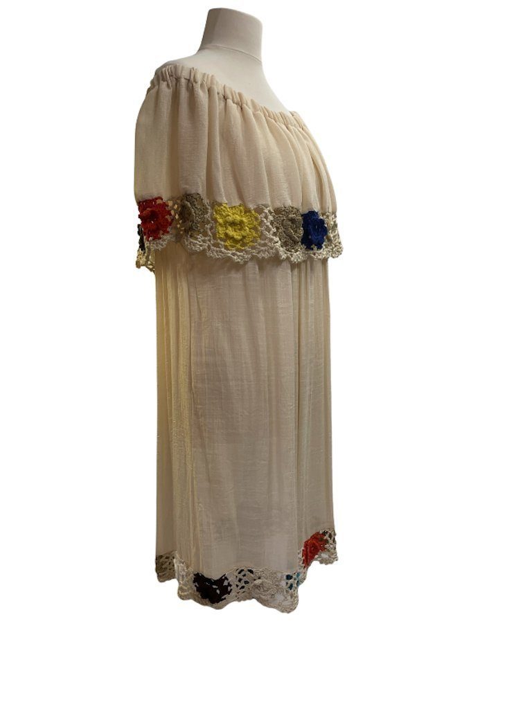 BZNA Strandkleid Strandkleid Schulterfrei Häkel Details