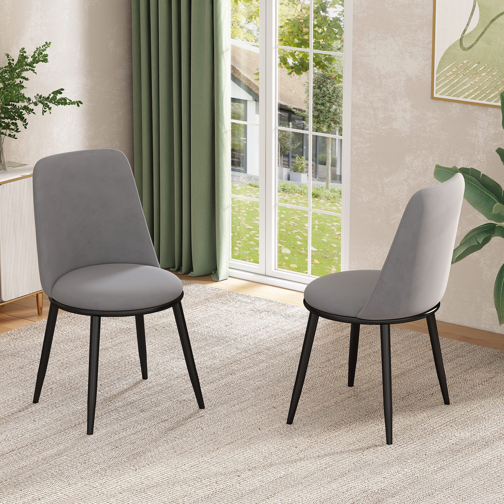 OKWISH Esszimmerstuhl mit Rückenlehne, Metallbeine (Polsterstuhl, günstig online kaufen