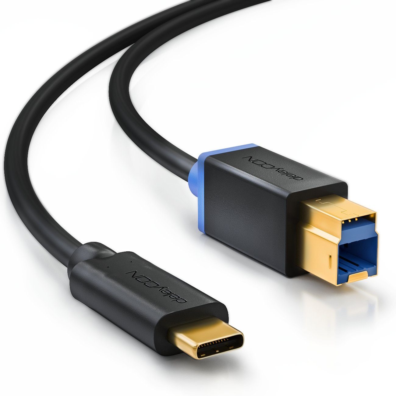 deleyCON deleyCON 1m USB C Kabel Datenkabel USB 3.0 USB-B zu USB-C Computer Tintenstrahldrucker
